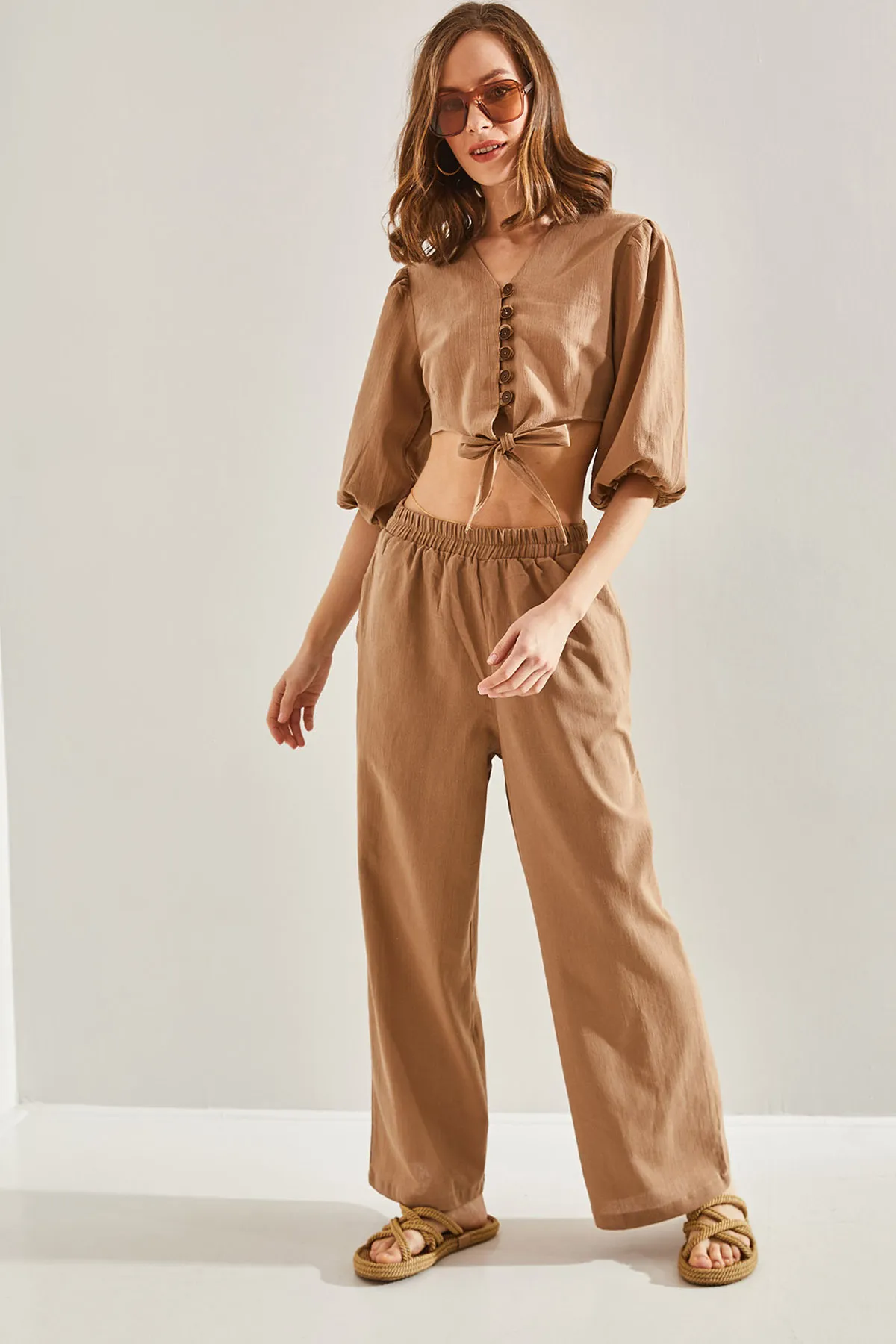 Bianco Lucci  Damen Set mit Weste und Unterteil zum Binden