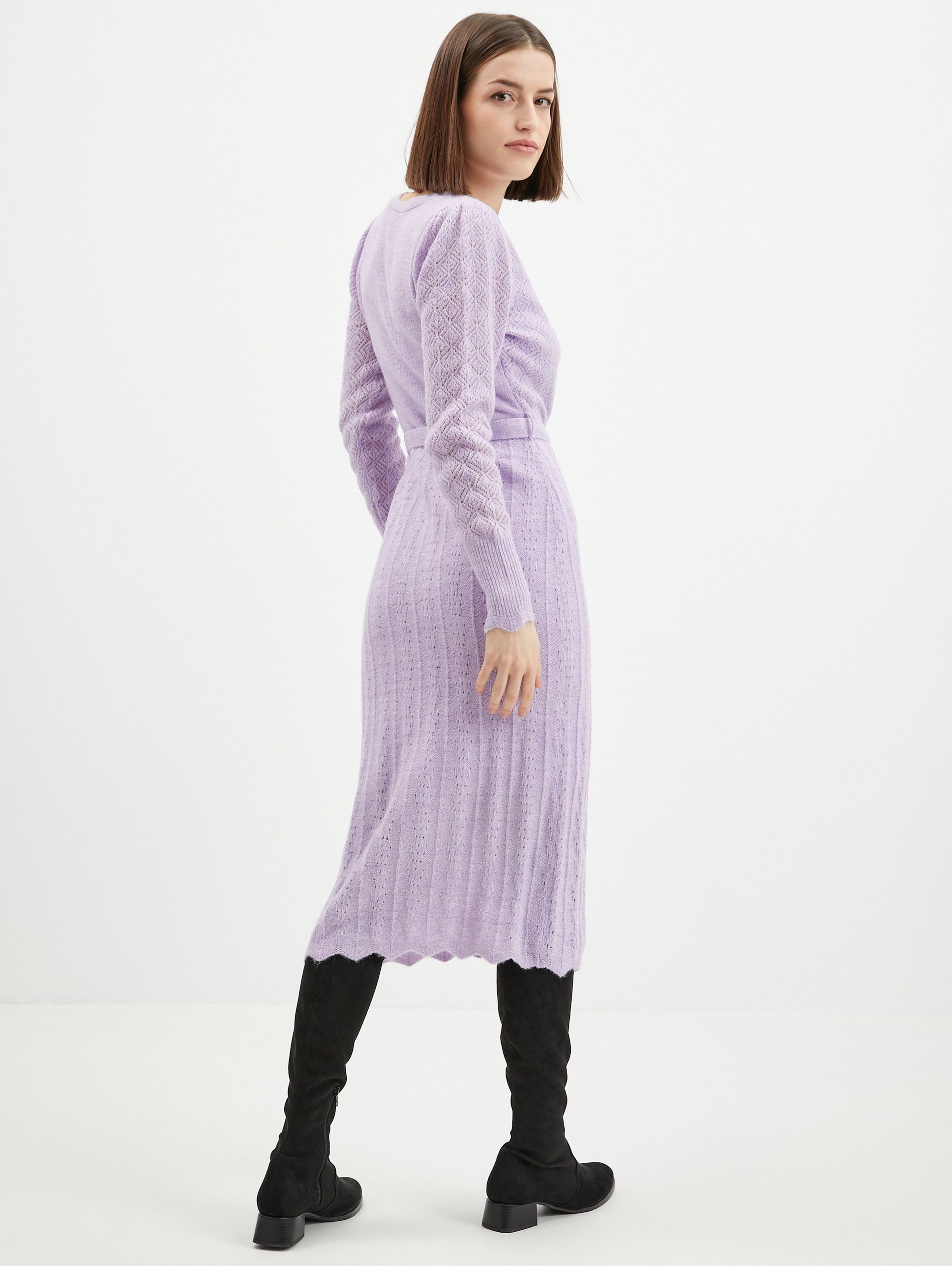 Lila Damen Pullover Midikleid mit Wolle ORSAY
