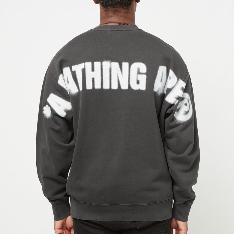 A Bathing Ape Spray Ape Head Garmint Dyed Crewneck M black