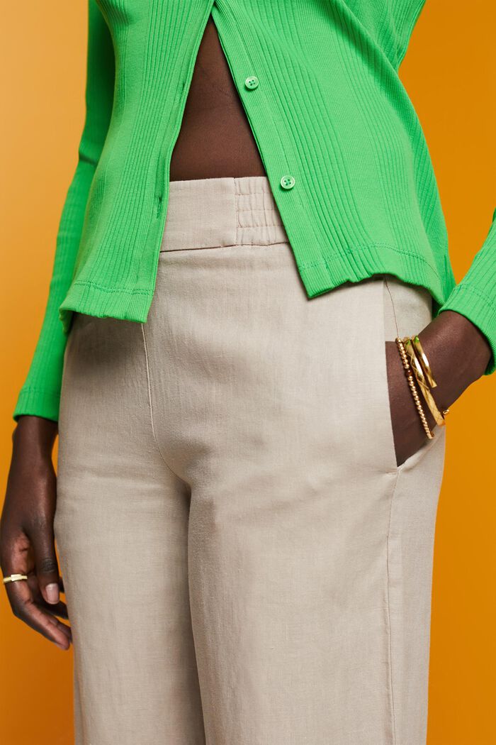Pull-on-Leinenhose mit weitem Bein