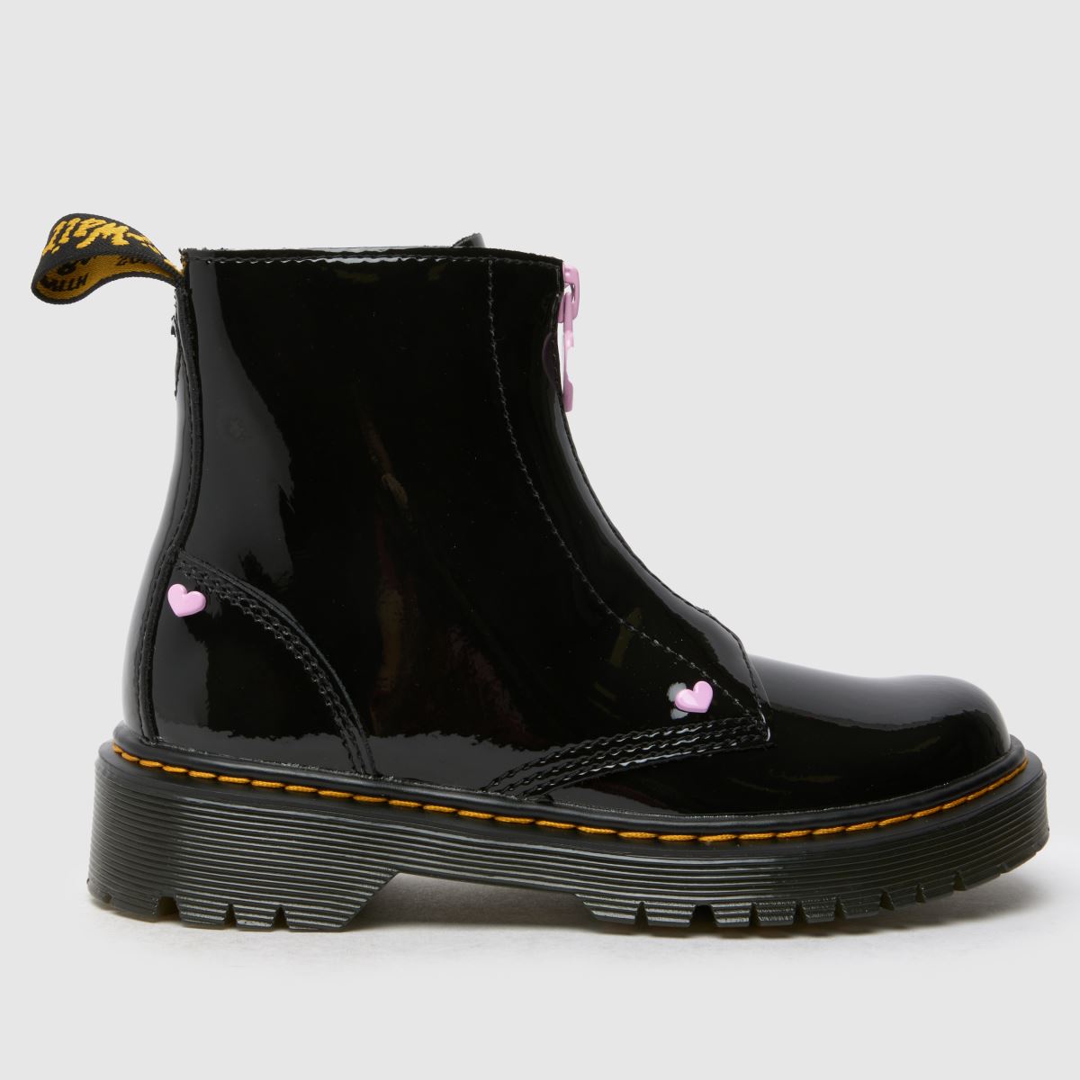 Dr Martens svarta & rosa Bex hjärtformade dragkedja flickstövlar