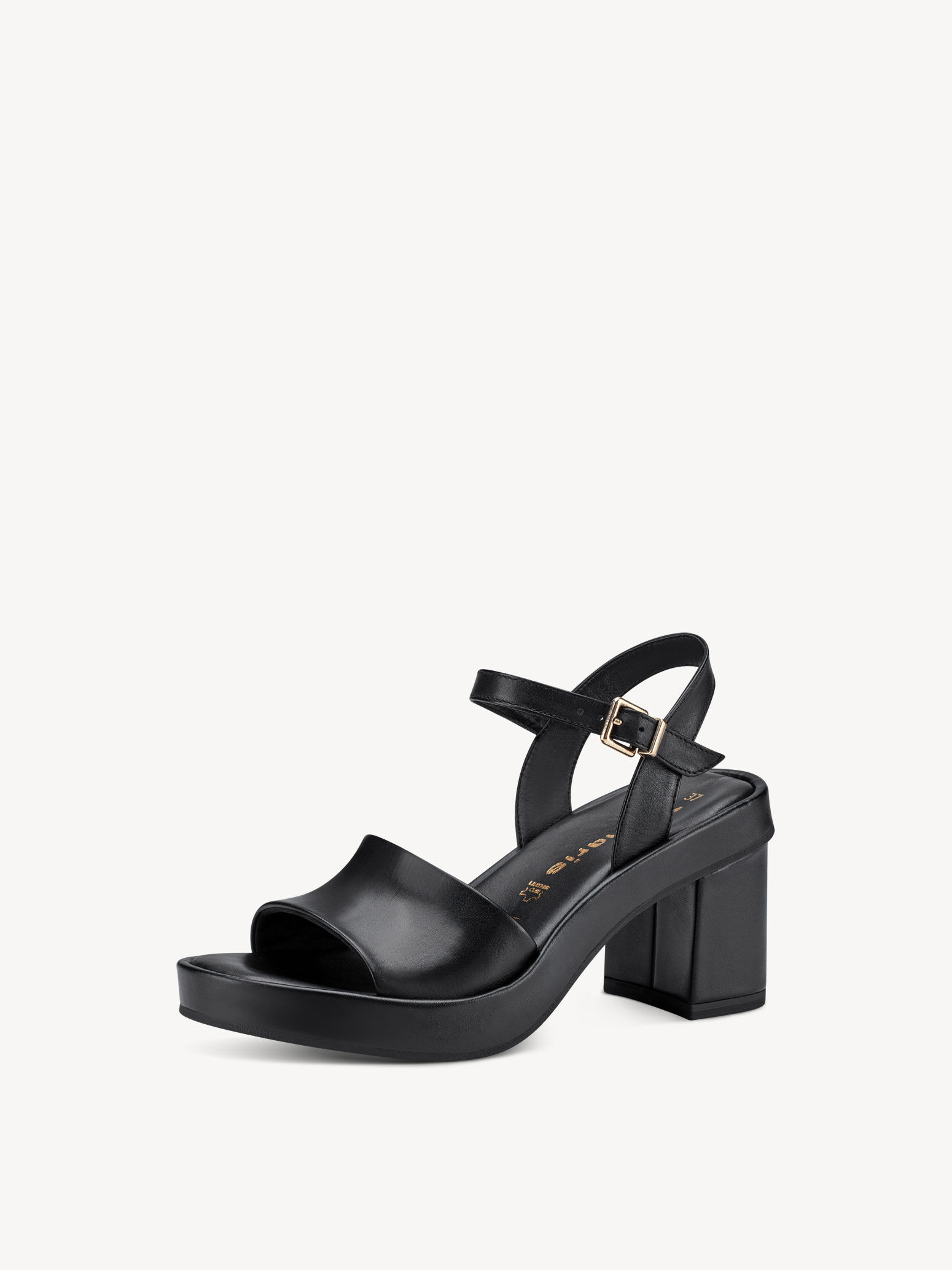 Sandale à talon en cuir - noir