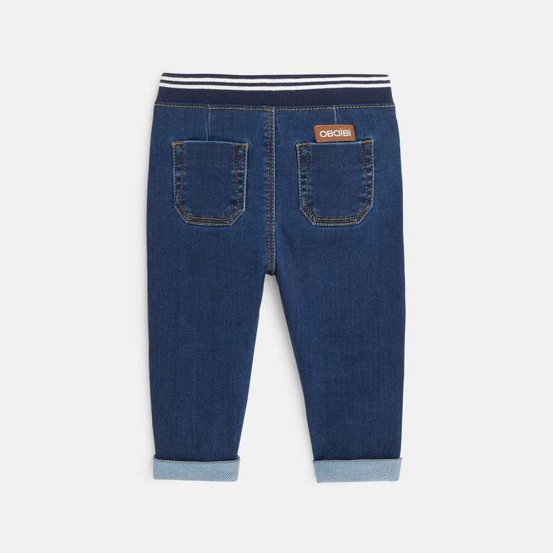 Jean knit-denim taille élastiquée bleu bébé garçon