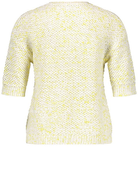 Halbarm-Pullover in Lochstrick