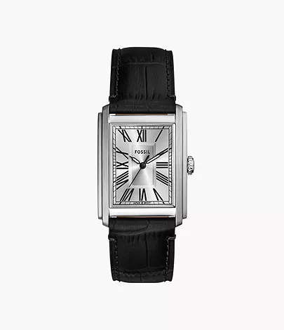 Fossil Uhr Carraway 3-Zeiger-Werk Krokoprägung Leder schwarz