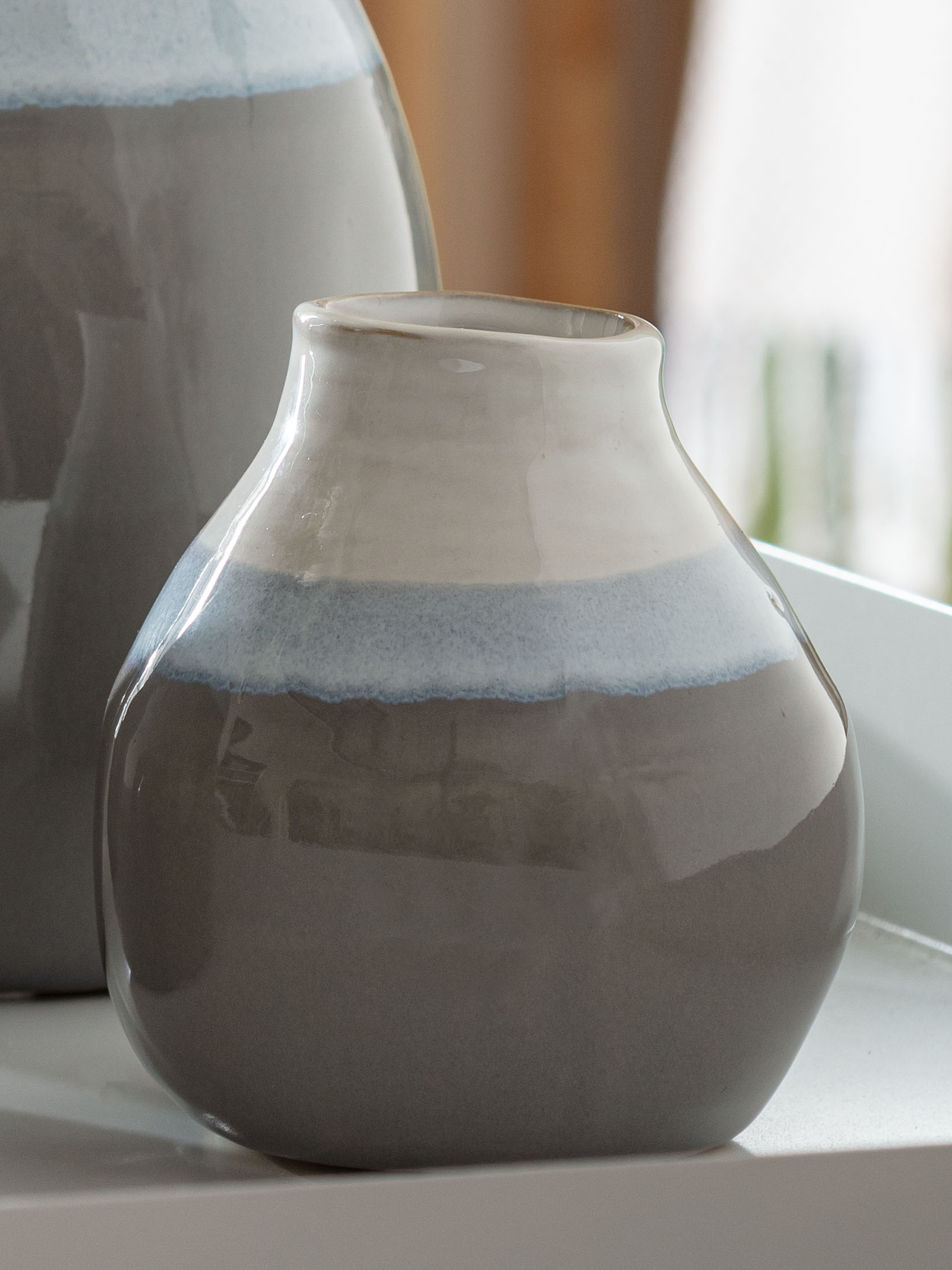 Ferreira Vase, Grau/Blau/Weiss