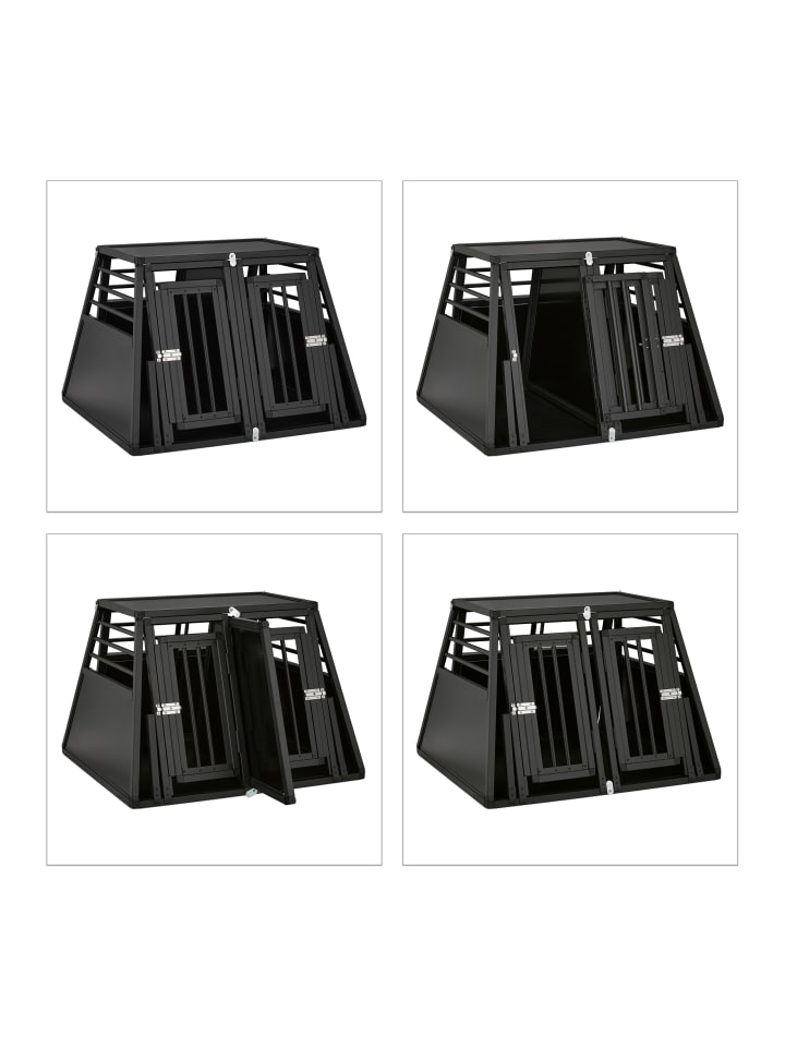 relaxdays Auto-Hundebox in Schwarz - (B)90 x (H)64 x (T)82 cm günstig kaufen onesize