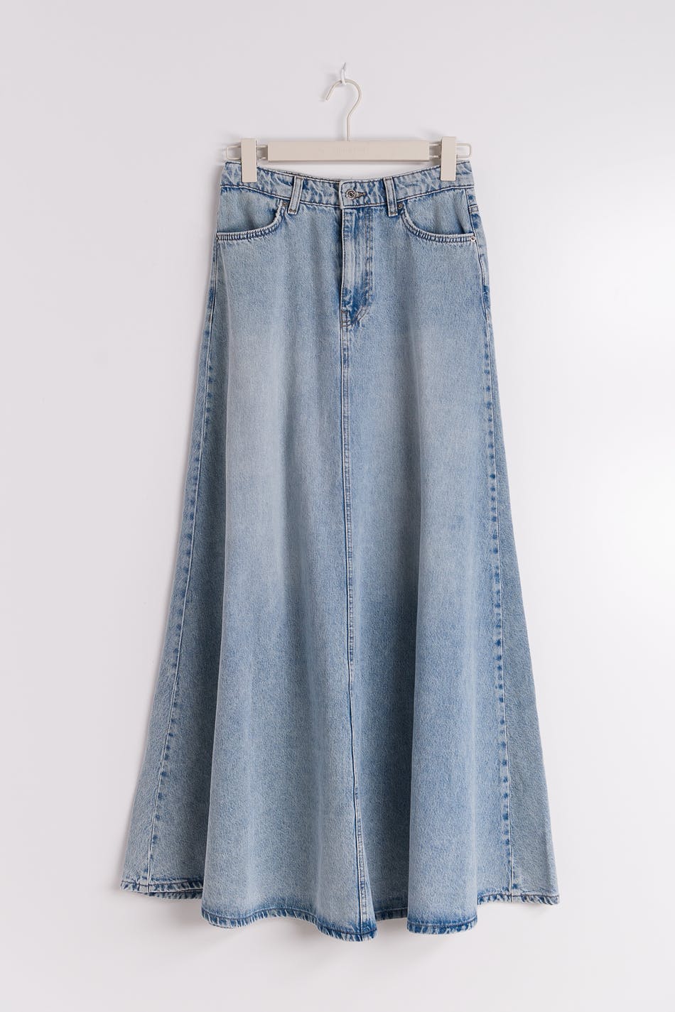 Wide denim skirt