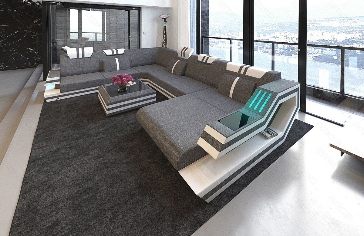 Sofa Dreams Wohnlandschaft Stoff Polster Sofa Ravenna XXL H Strukturstoff Stoffsofa, Couch wahlweise mit Bettfunktion