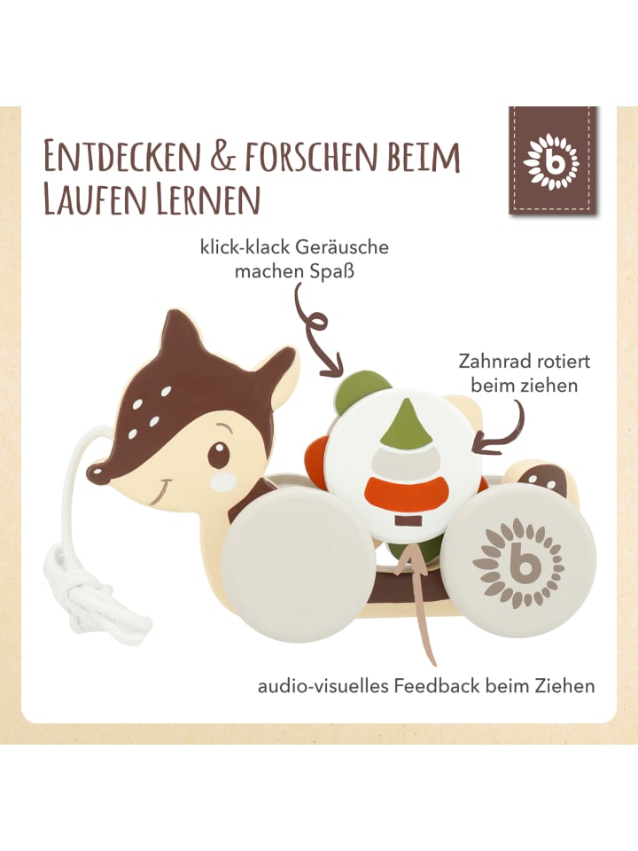 Bieco Spielwaren Nachziehspielzeug Holz Reh - ab 12 Monate in Braun günstig kaufen onesize