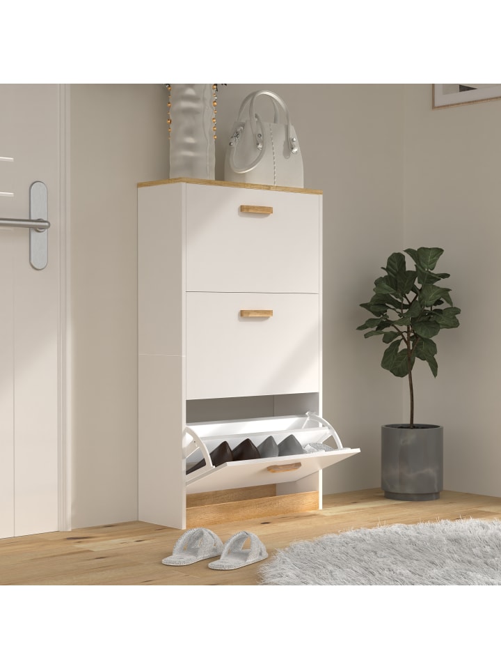 VCM  Holz Schuhregal Schuhschrank Schuhkipper Halom M in Weiß günstig kaufen onesize