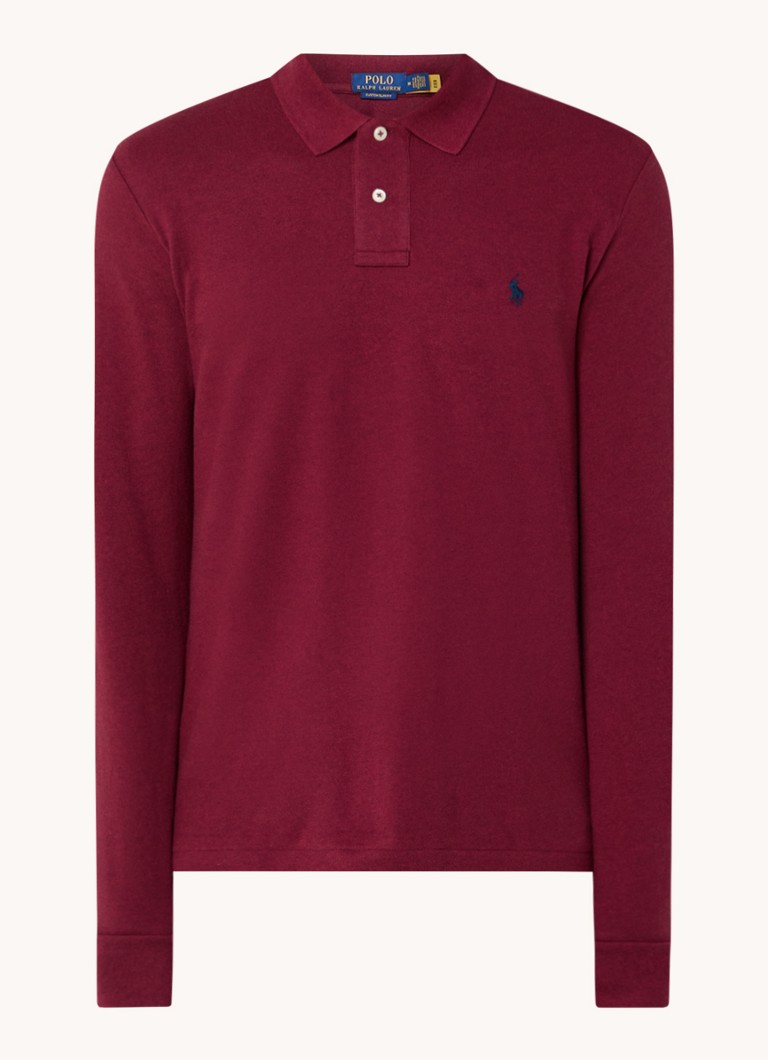 Cămașă cu mânecă lungă din bumbac piqué Polo Ralph Lauren, cu croială slim și croială ajustată