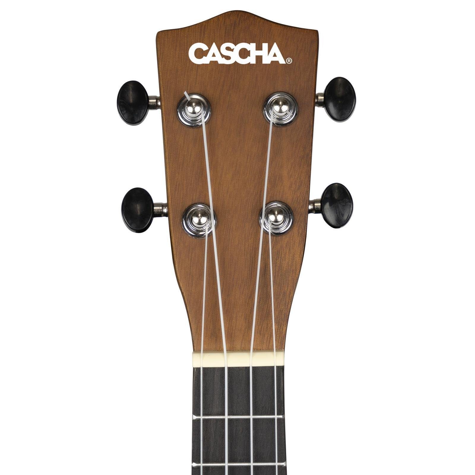 Cascha Ukulele Linde, Bundle, komplett mit Tasche,Stimmgerät, 3 Plektren und Lernbuch