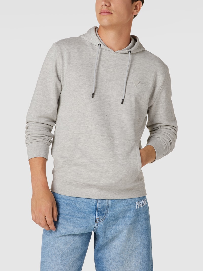 Hoodie mit Label-Patch in mittelgrau meliert