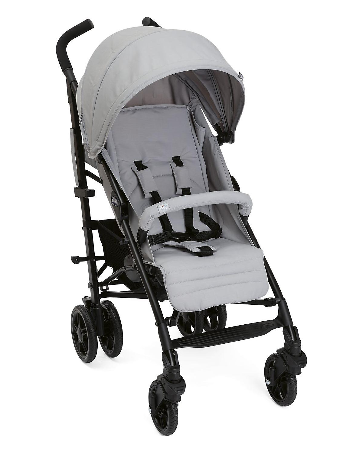 Buggy Sportwagen Lite Way4 grau, mit faltbarem Frontbügel 22Kg Traglast, mit neuem großen Verdeck und Textilen Design, inkl. Regenschutz, Einhängekorb