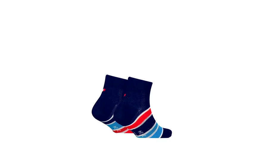 TOMMY HILFIGER Kinder Socken Quarter Sport Stripe Tommy 2er Pack olympic blue