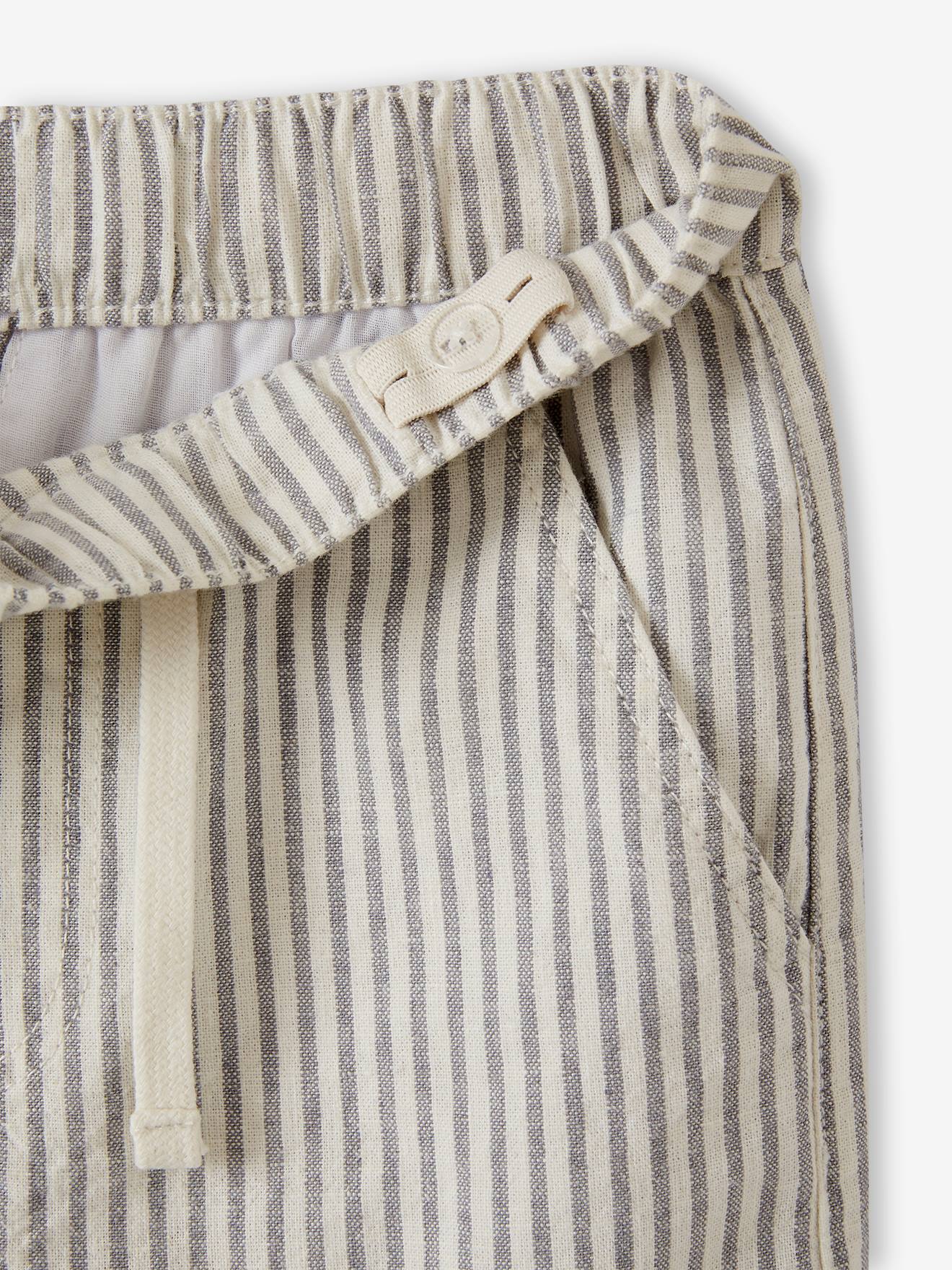 Vertbaudet Jungen Shorts, Leinen-Mix - blau gestreift