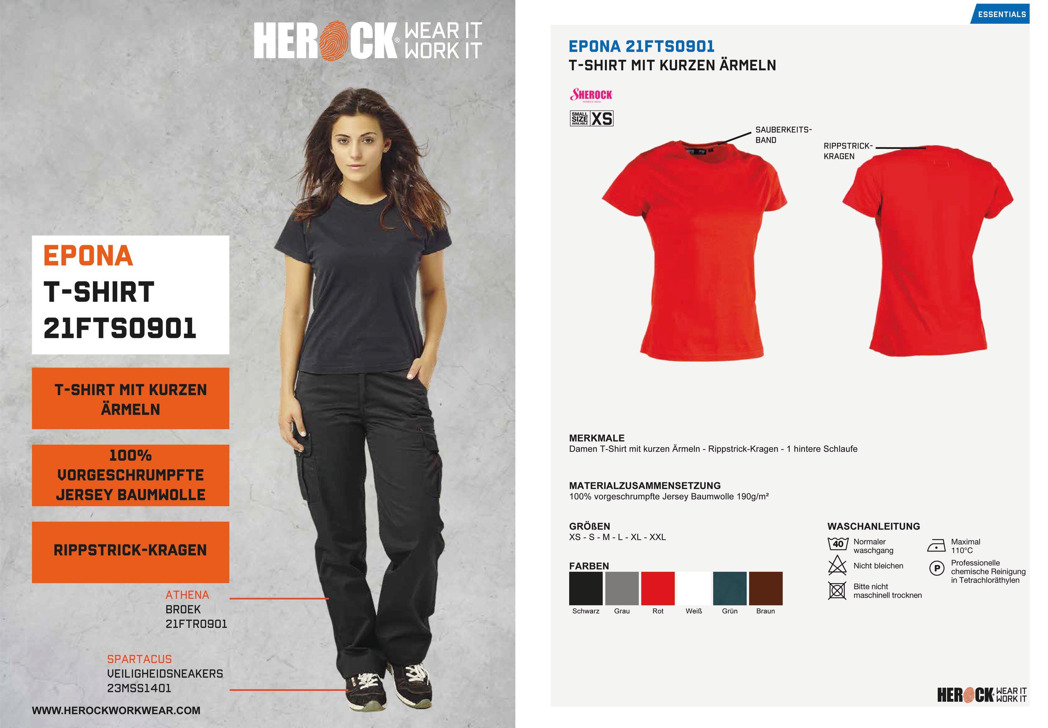 Herock T-Shirt Epona T-Shirt Kurzärmlig Damen Figurbetont, 1 hintere Schlaufe, angenehmes Tragegefühl