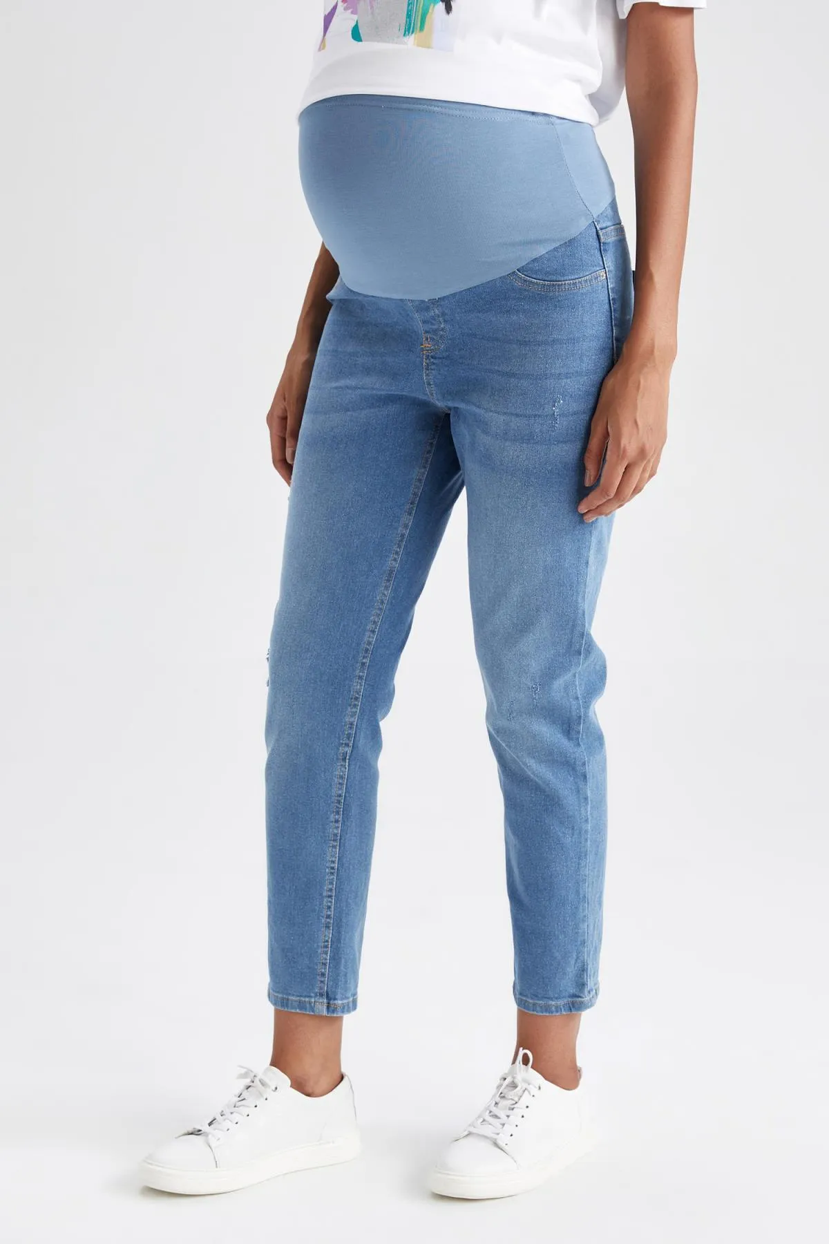 DeFacto  Zerrissene, detaillierte Boyfriend-Umstandshose mit hoher Taille und Standard-Umstandshose