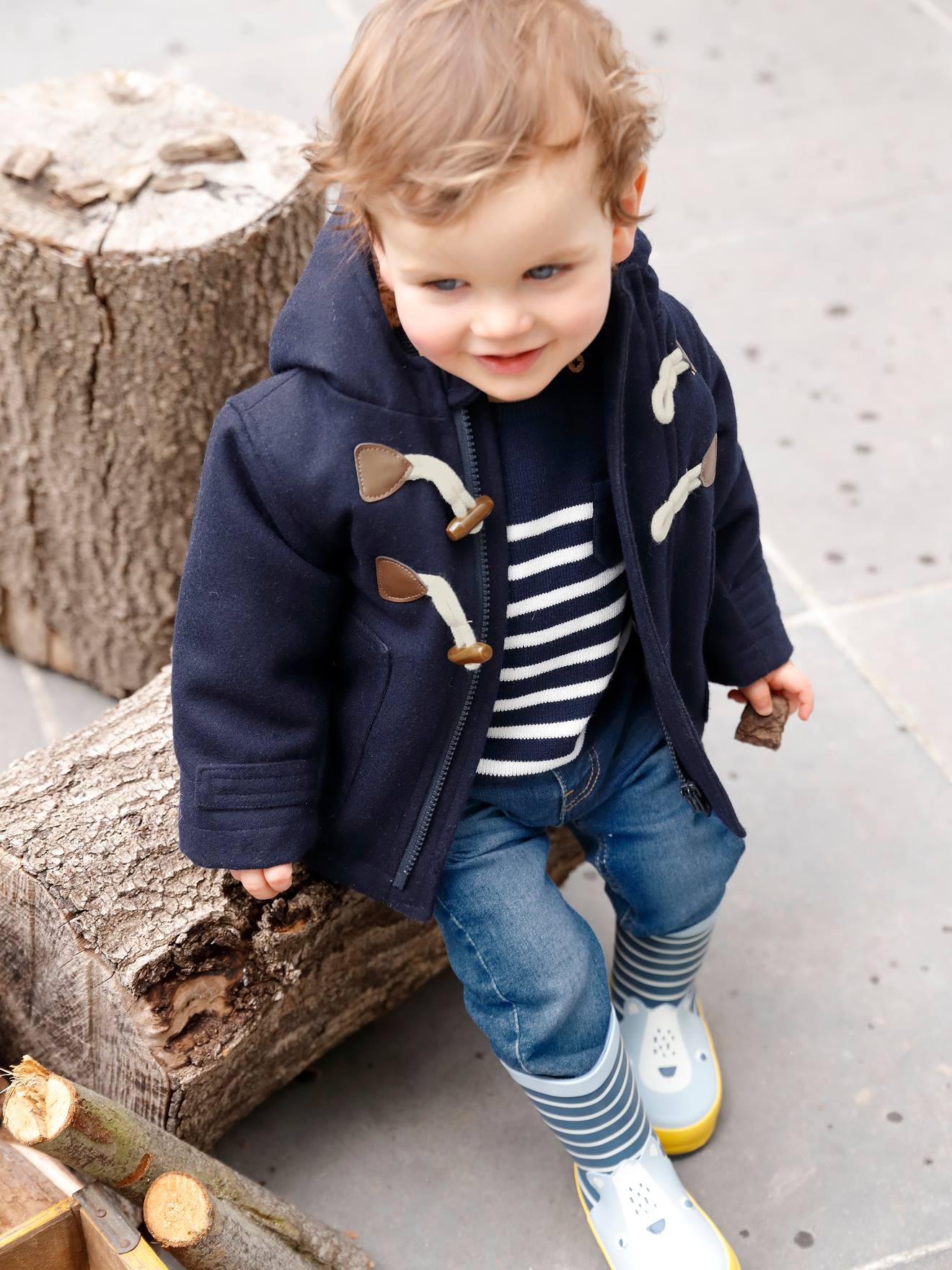 Manteau duffle-coat bébé avec capuche encre