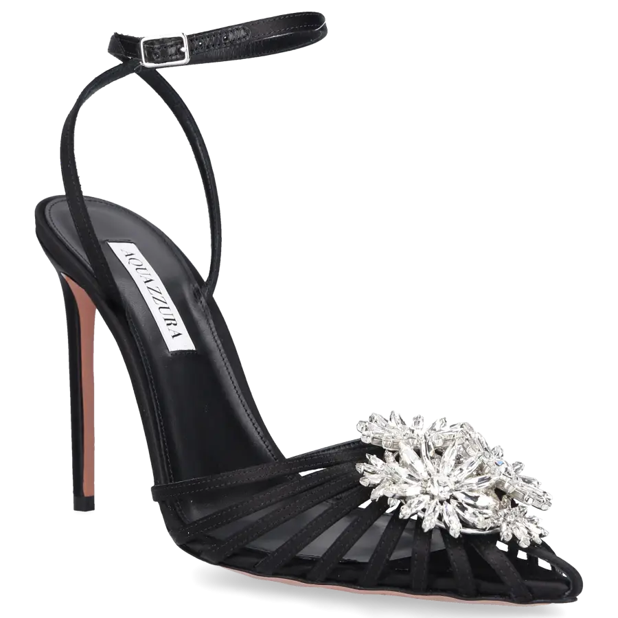 Aquazzura - Pumps CRYSTAL MARGARITA 105 Satin - schwarz