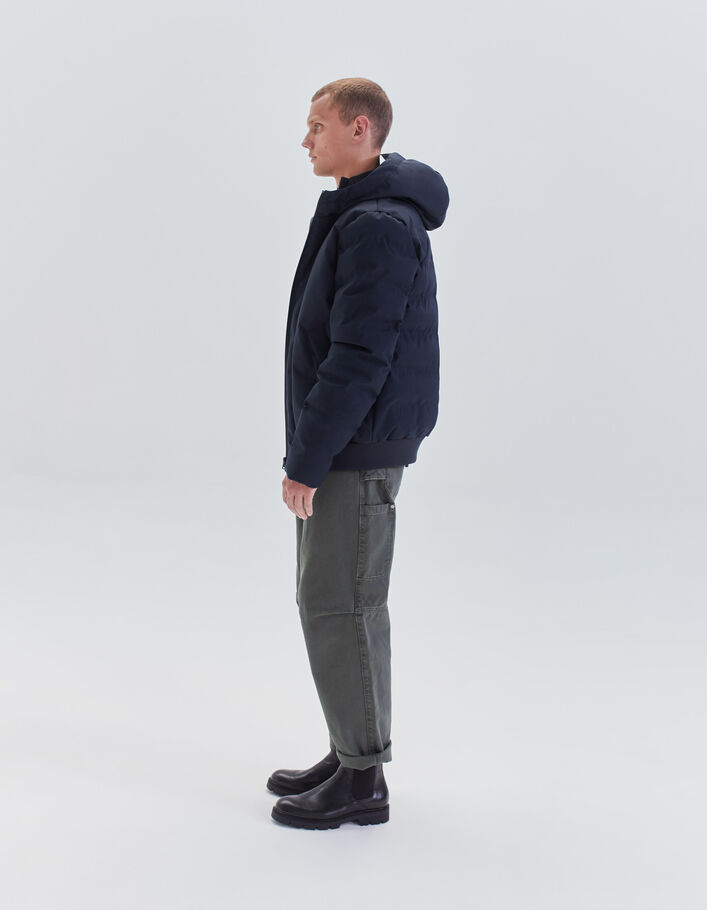 Doudoune navy nylon granité WATERPROOF BREATHABLE Homme