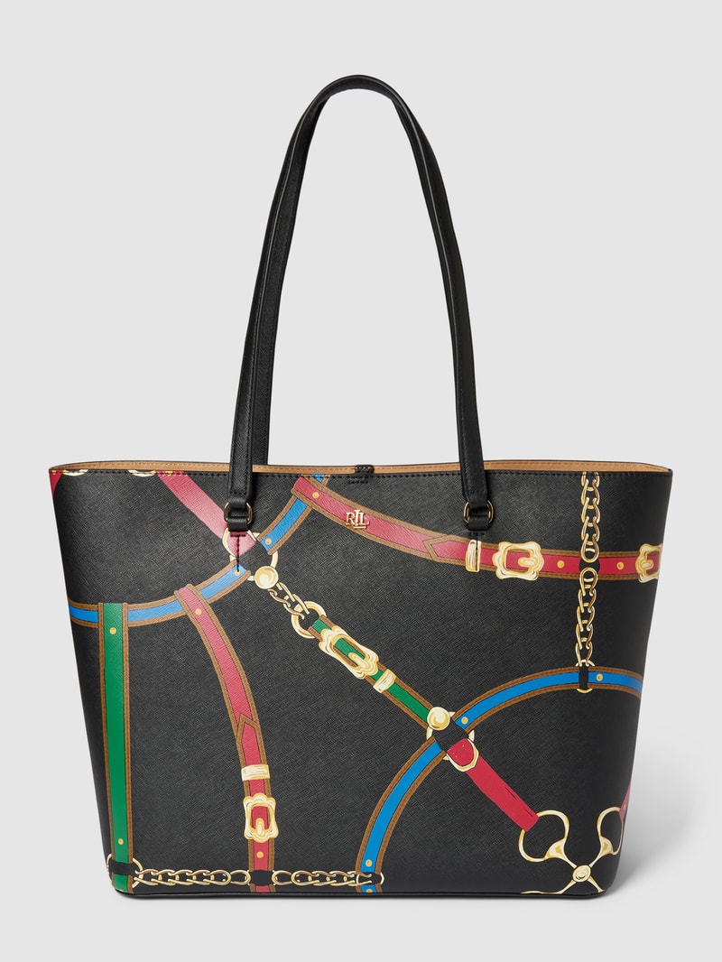 Tote Bag aus echtem Leder Modell 'KARLY' in schwarz