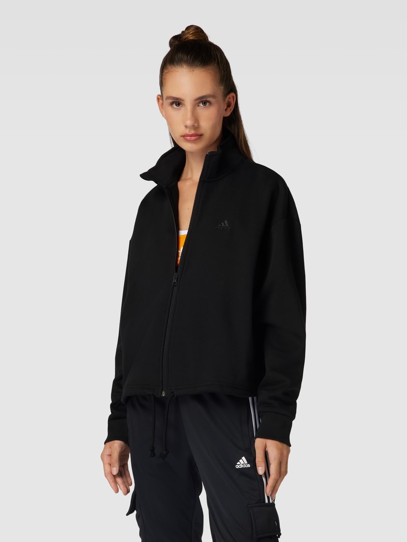 Sweatjacke mit Label-Details in schwarz