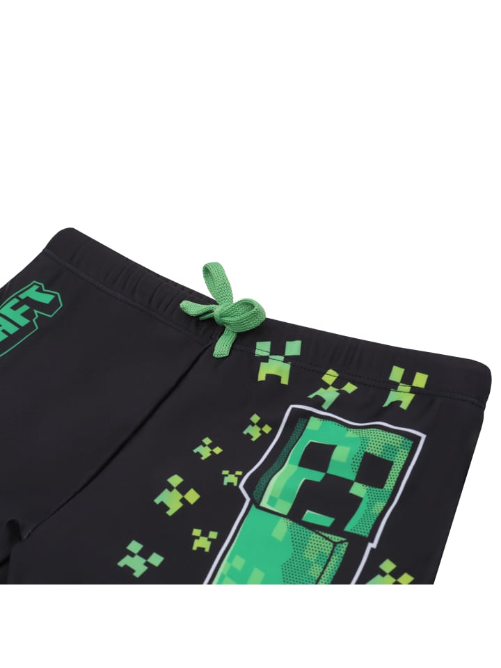 Minecraft Minecraft Badehose mit elastischem Bund und Schnürung in schwarz günstig kaufen