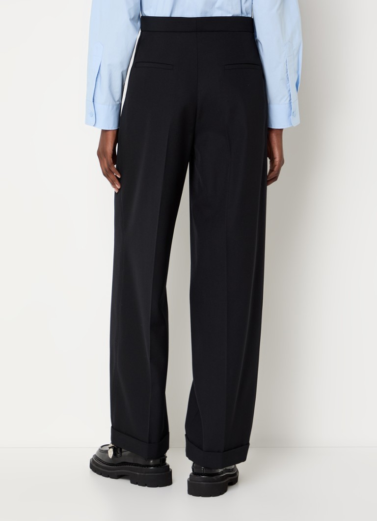 Sandro high-waisted straight-fit trousers in wool blend with side pockets