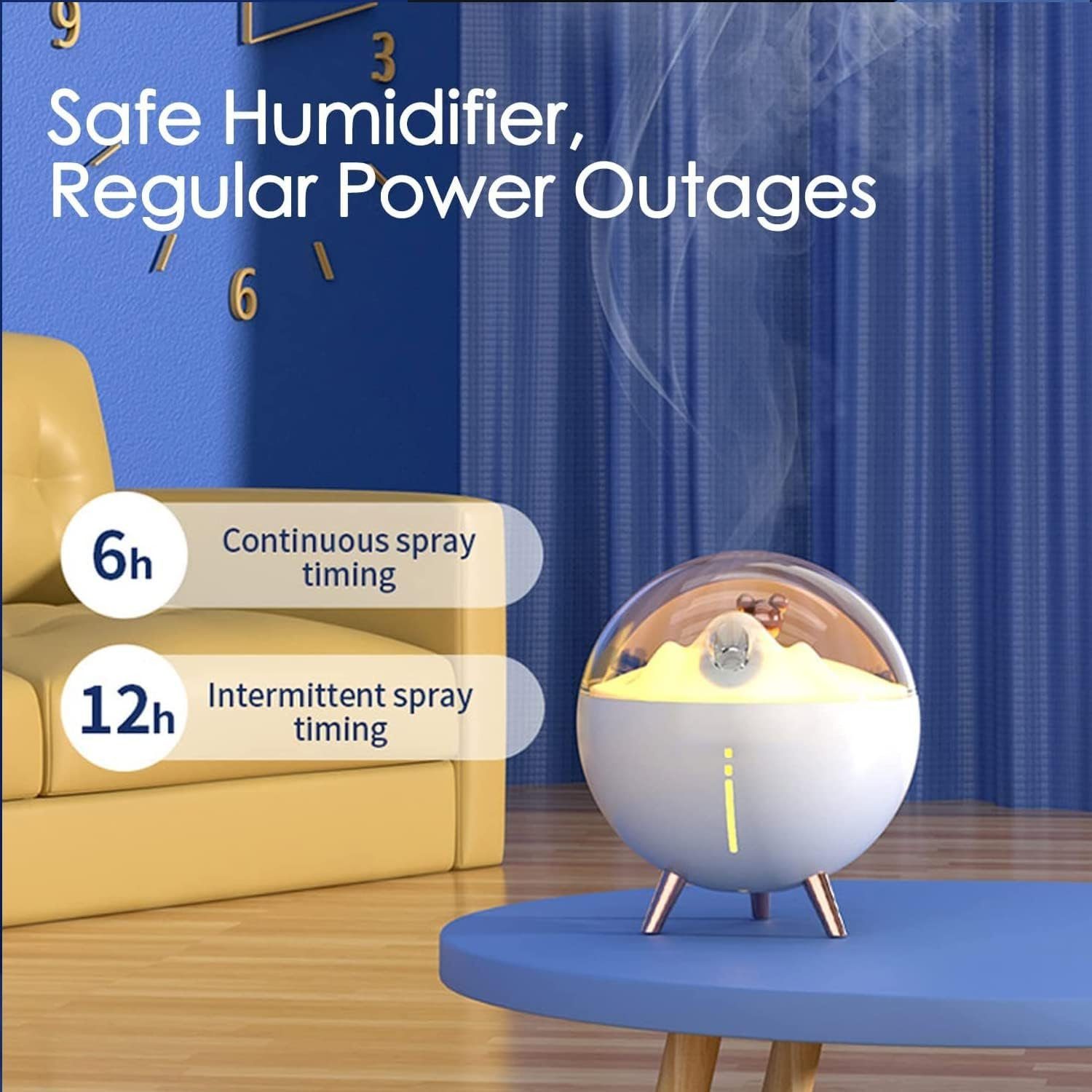 Perfine Luftbefeuchter Tragbarer Mini-Luftbefeuchter mit Nachtlicht - USB-Luftbefeuchter., 260ml kühler Nebel, automatische Abschaltung-für Desktop Schlafzimmer