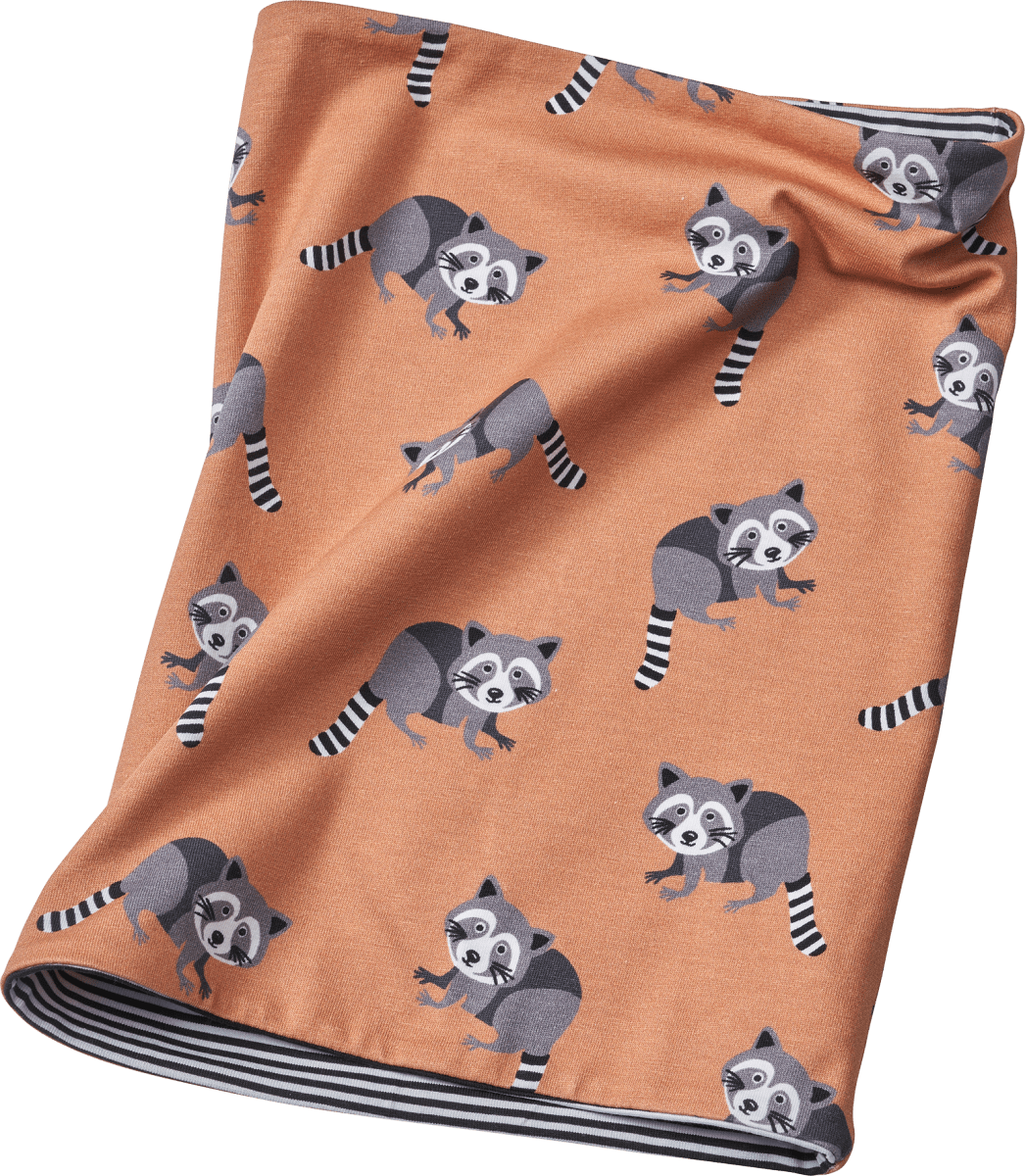 Loop Schal mit Waschbär-Muster, orange, 1 St