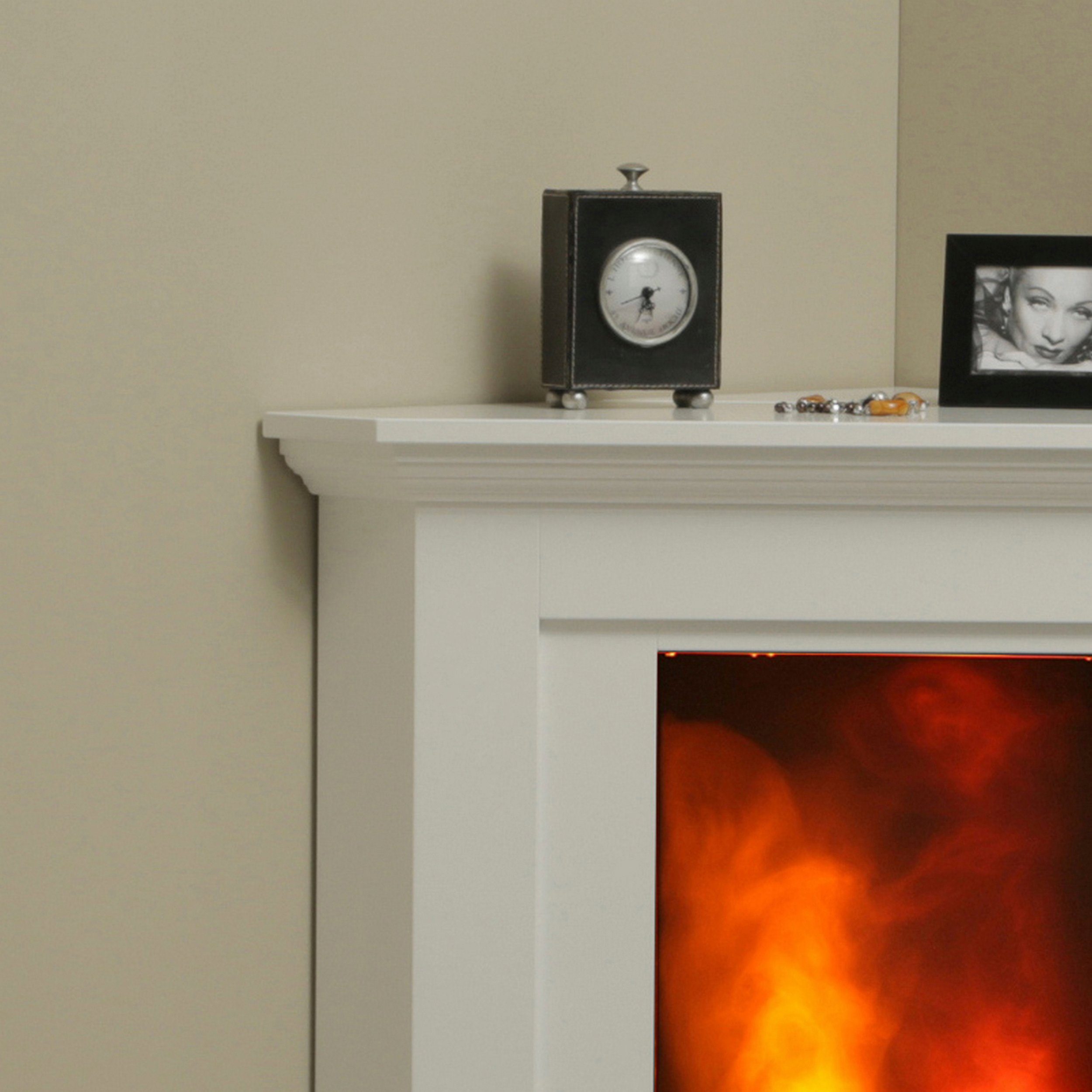 Albero Elektrokamin Alborg, Eckkamin mit Heizung, 1000/2000 W, Schenkelmaß 72 cm, Fernbedienung