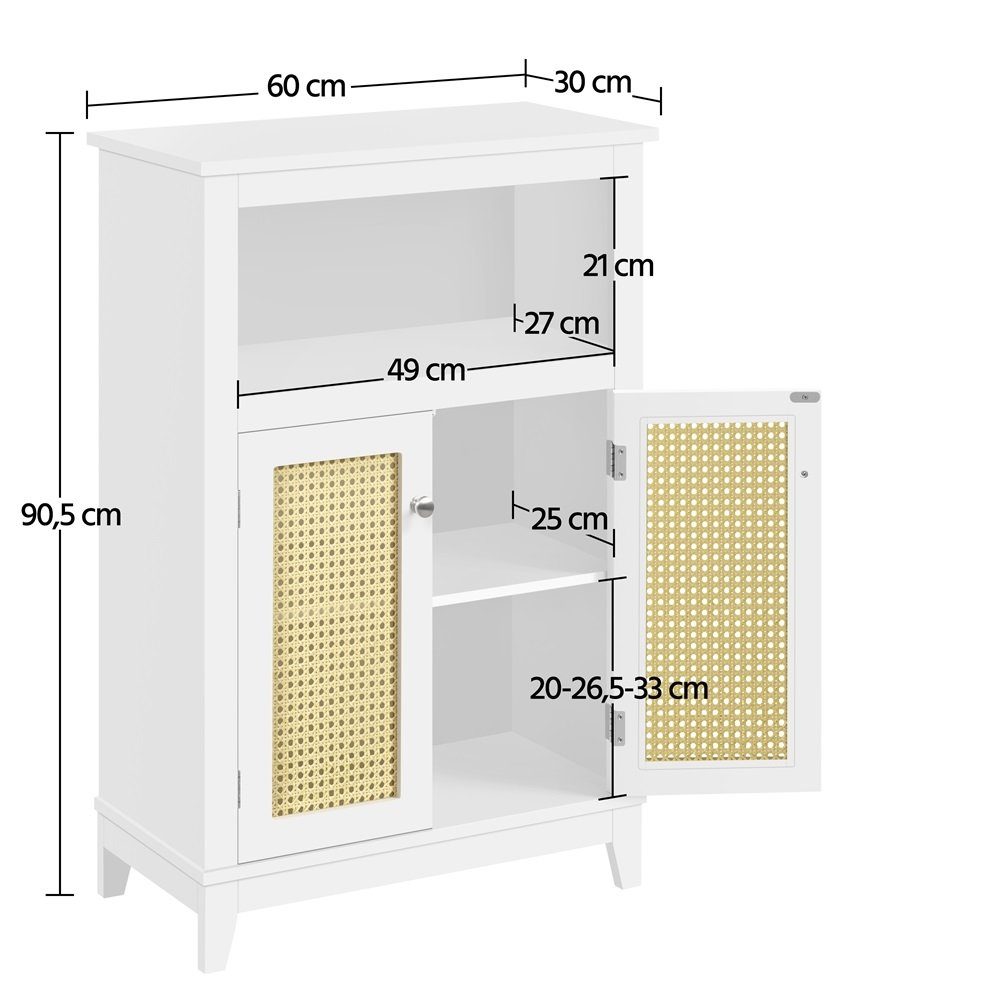 Yaheetech Badkommode, Badezimmerschrank Unterschrank Badschrank, Weiß