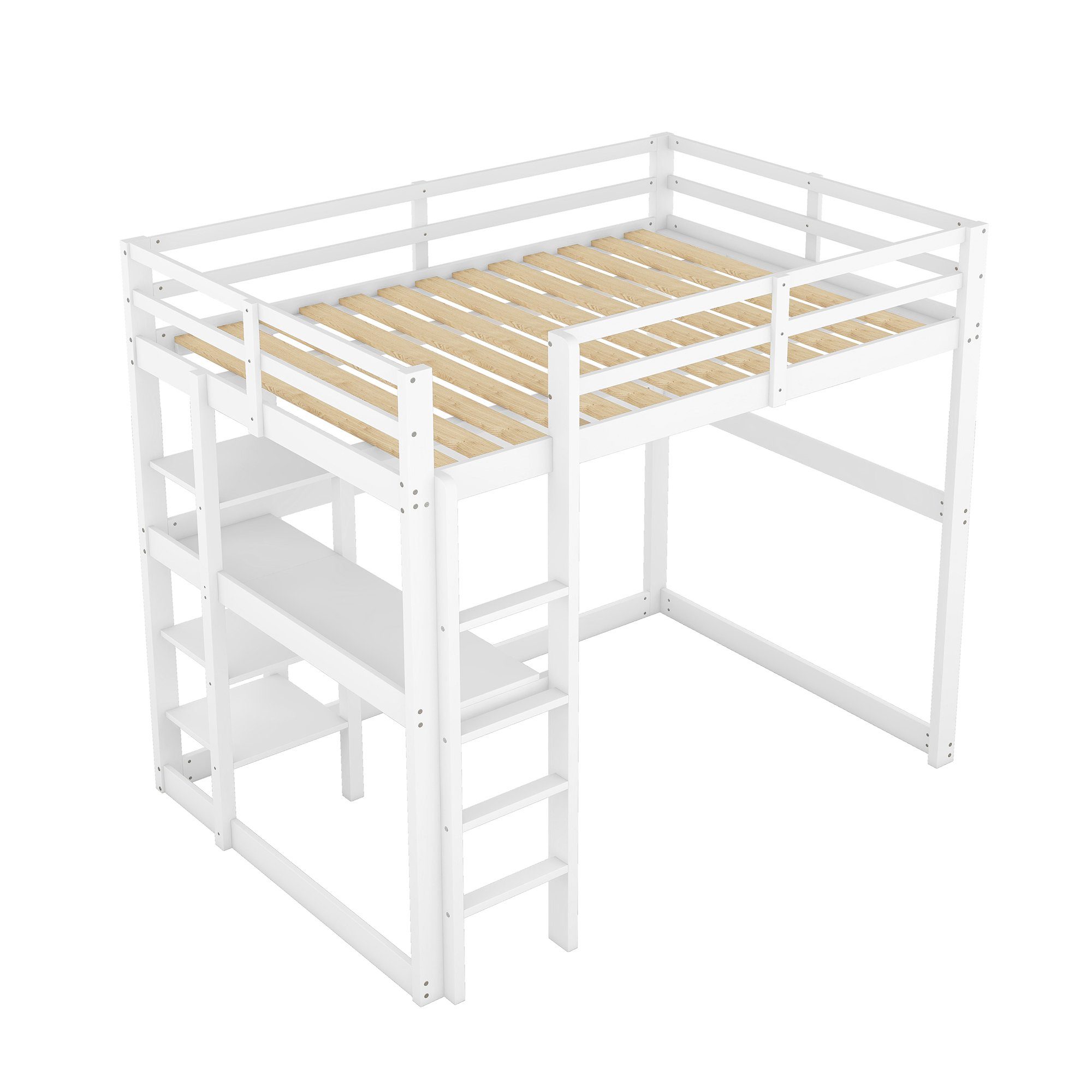 DEEP POWER Kinderbett Kinderbett Hochbett Kiefer Mit Schreibtisch+ Stauraum 140X200cm bett