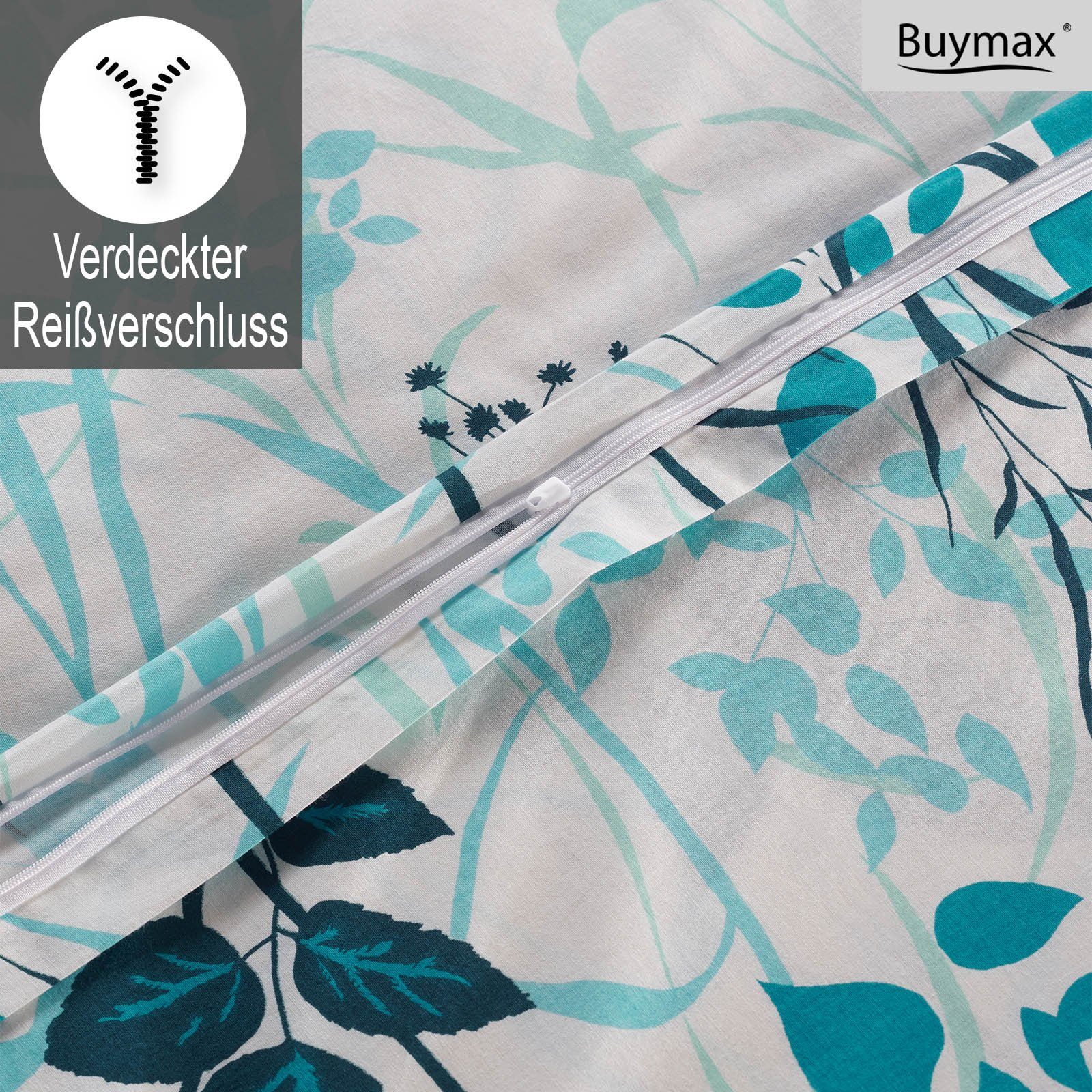 Bettwäsche, Buymax, Renforcé, 2 teilig, 100% Baumwolle, in Renforcé Qualität, Bettwäsche-Set in 135x200 cm, 155x220 cm, 200x200 cm und 200x220 cm, Bett- und Kopfkissenbezug mit Reißverschluss