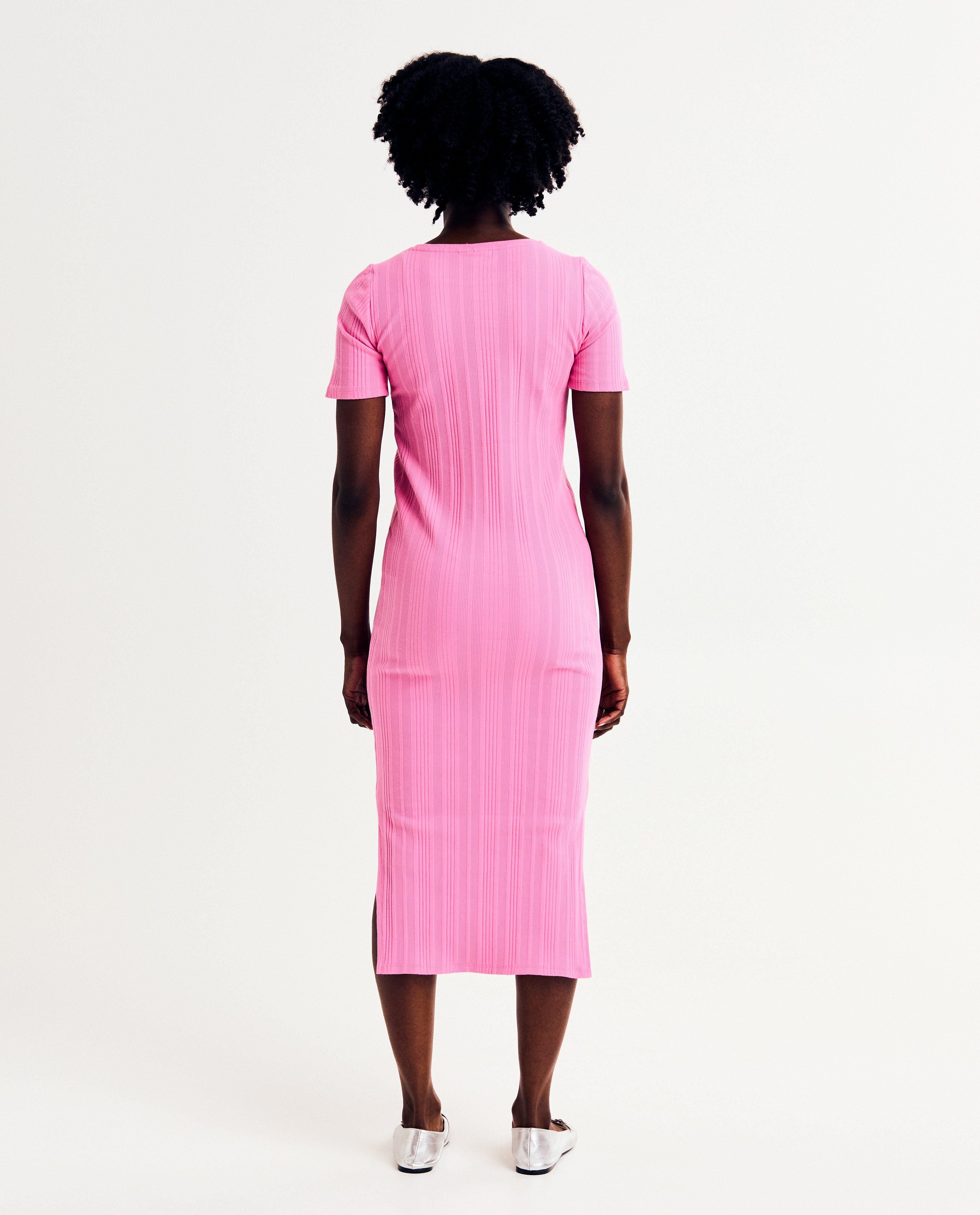 Rochie premaman roz cu nervuri Atelier Maman