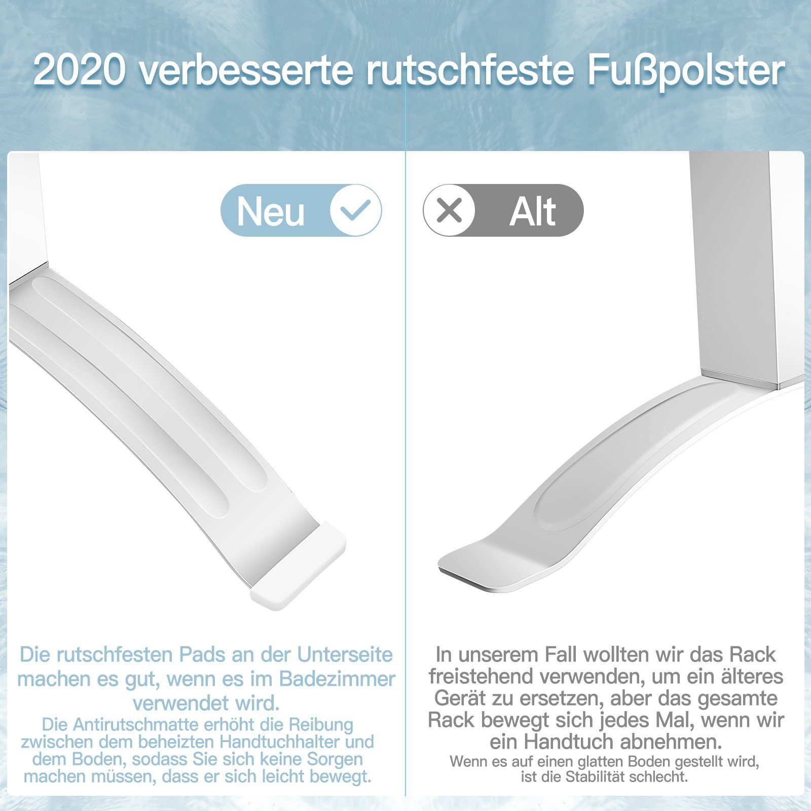 COSTWAY Heizkörper, 100W, mit 6 Stangen, freistehend & wandmontiert, 45℃-50℃