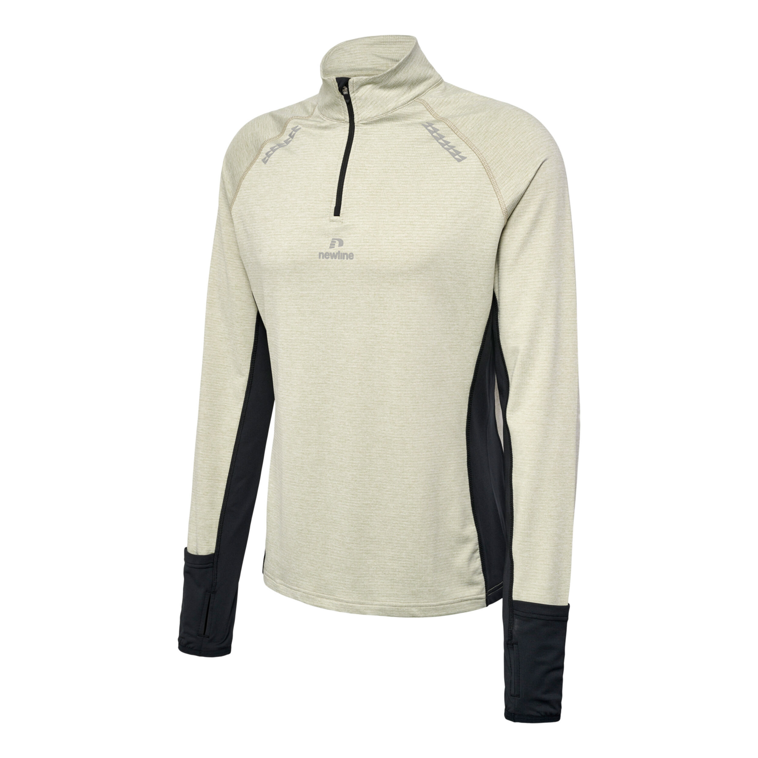 Mesa Half-Zip Lauftop Herren - Beige, Schwarz