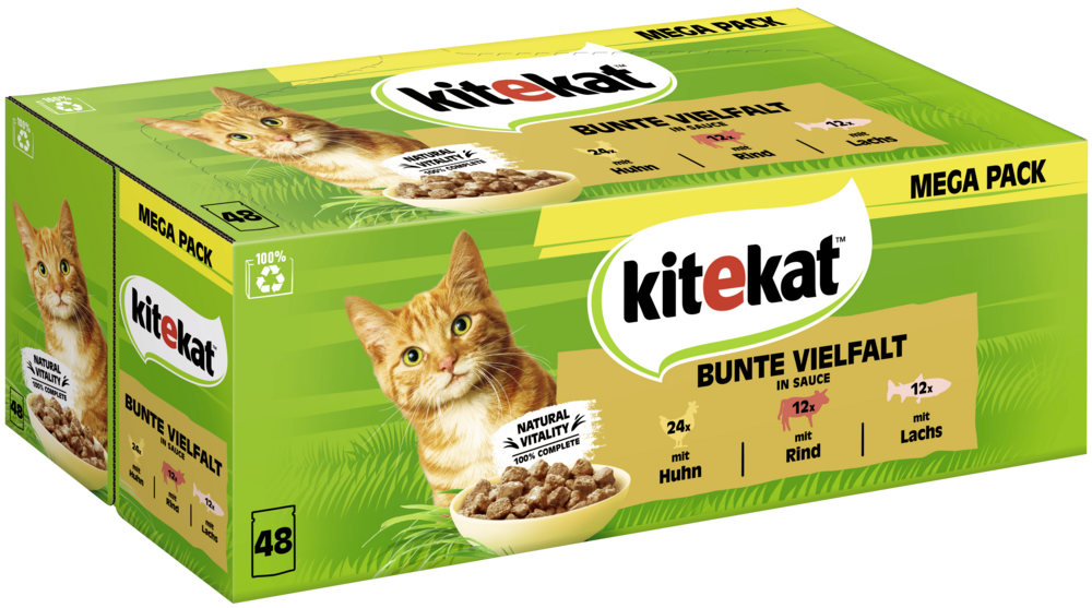 KITEKAT ™ Portionsbeutel Multipack Bunte Vielfalt in Sauce 3 Varietäten 48 x 85g