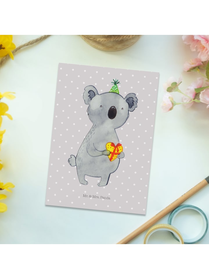 Mr. & Mrs. Panda Postkarte Koala Geschenk ohne Spruch in Grau Pastell günstig kaufen onesize