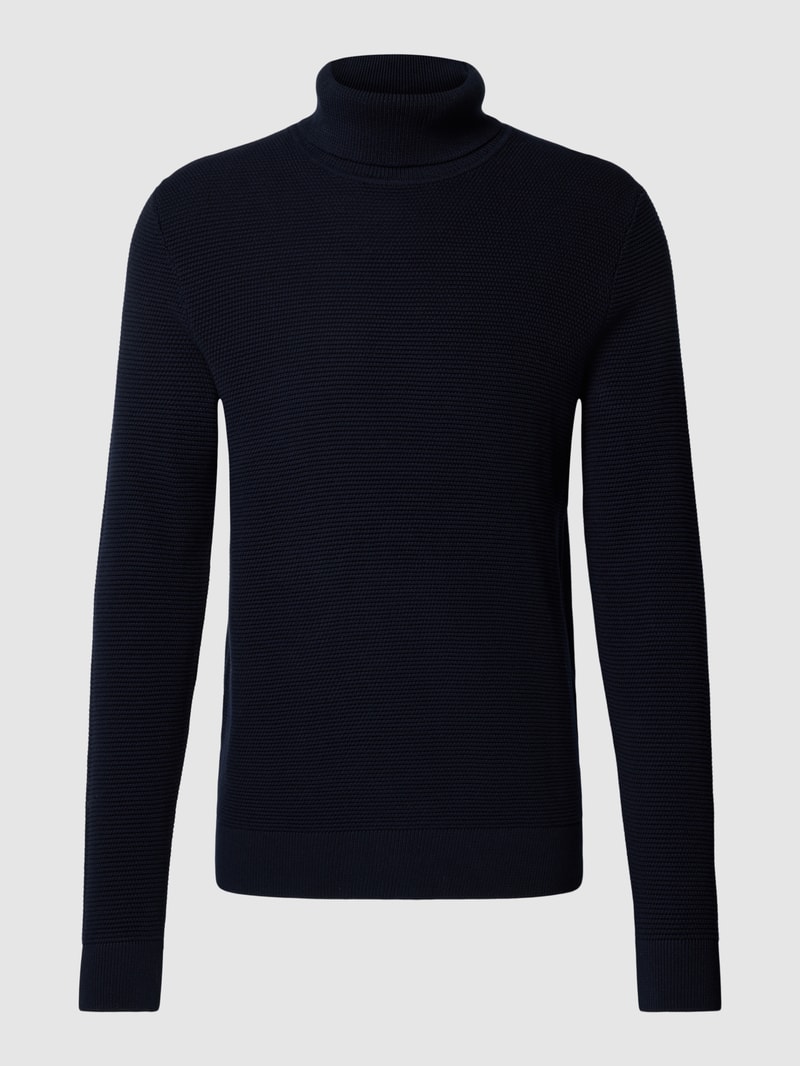 Strickpullover mit Rollkragen in marineblau