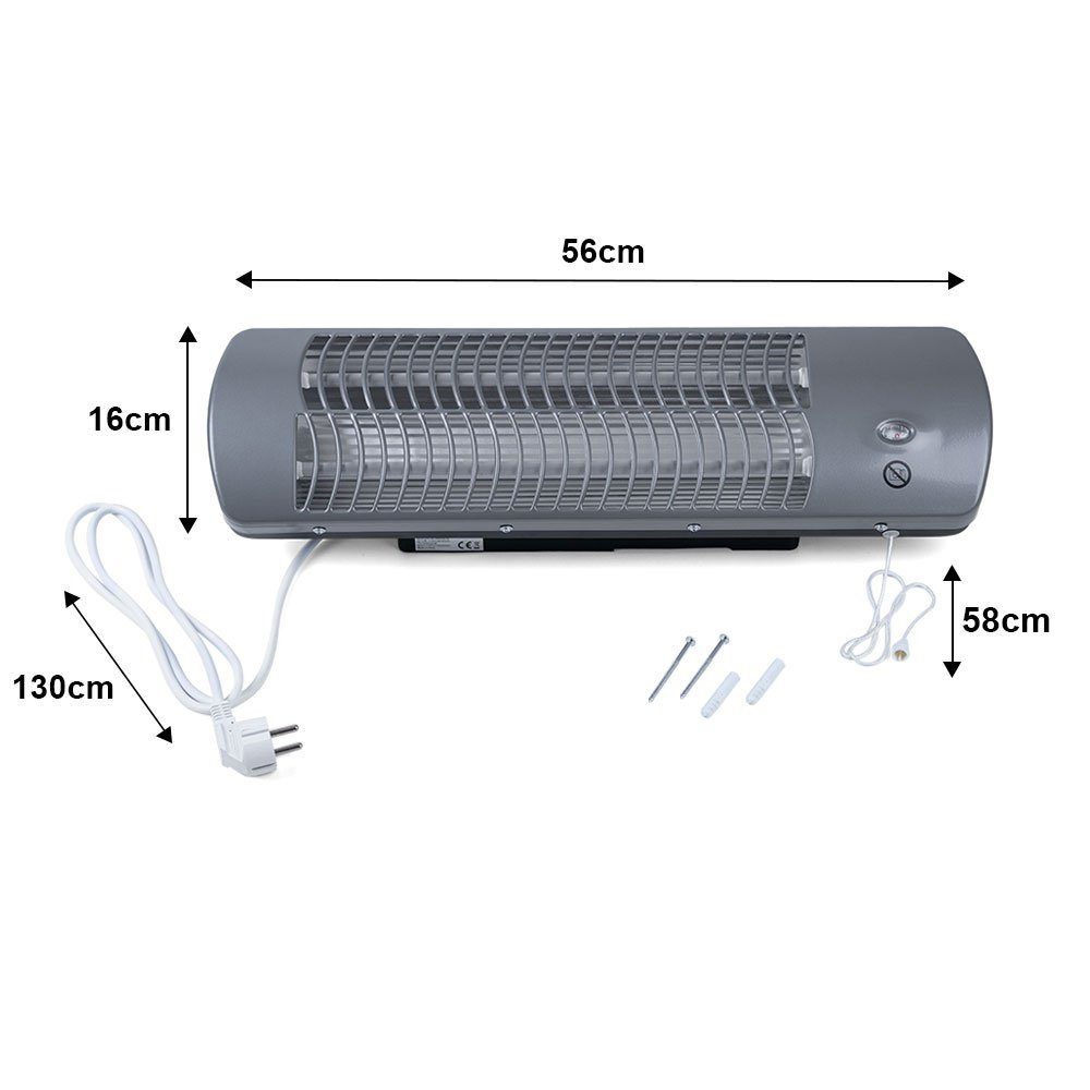etc-shop Heizstrahler, Heizstrahler für Wandmontage mit 1200 Watt 2 Heizstufen zum-