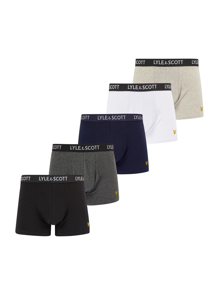 Lyle & Scott Trunks 5-Er Set in Schwarz/Weiß/Hellgrau/Dunkelgrau/Dunkelblau günstig kaufen
