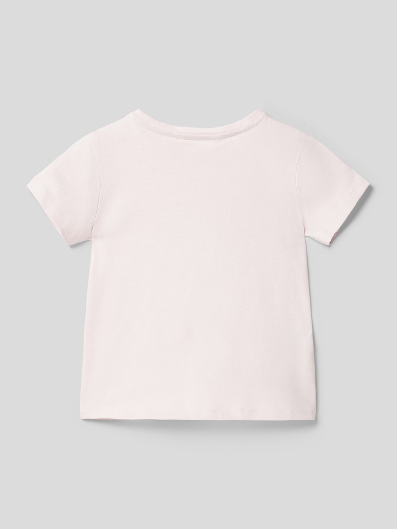 T-Shirt mit Statement-Print Modell 'flowers' in flieder