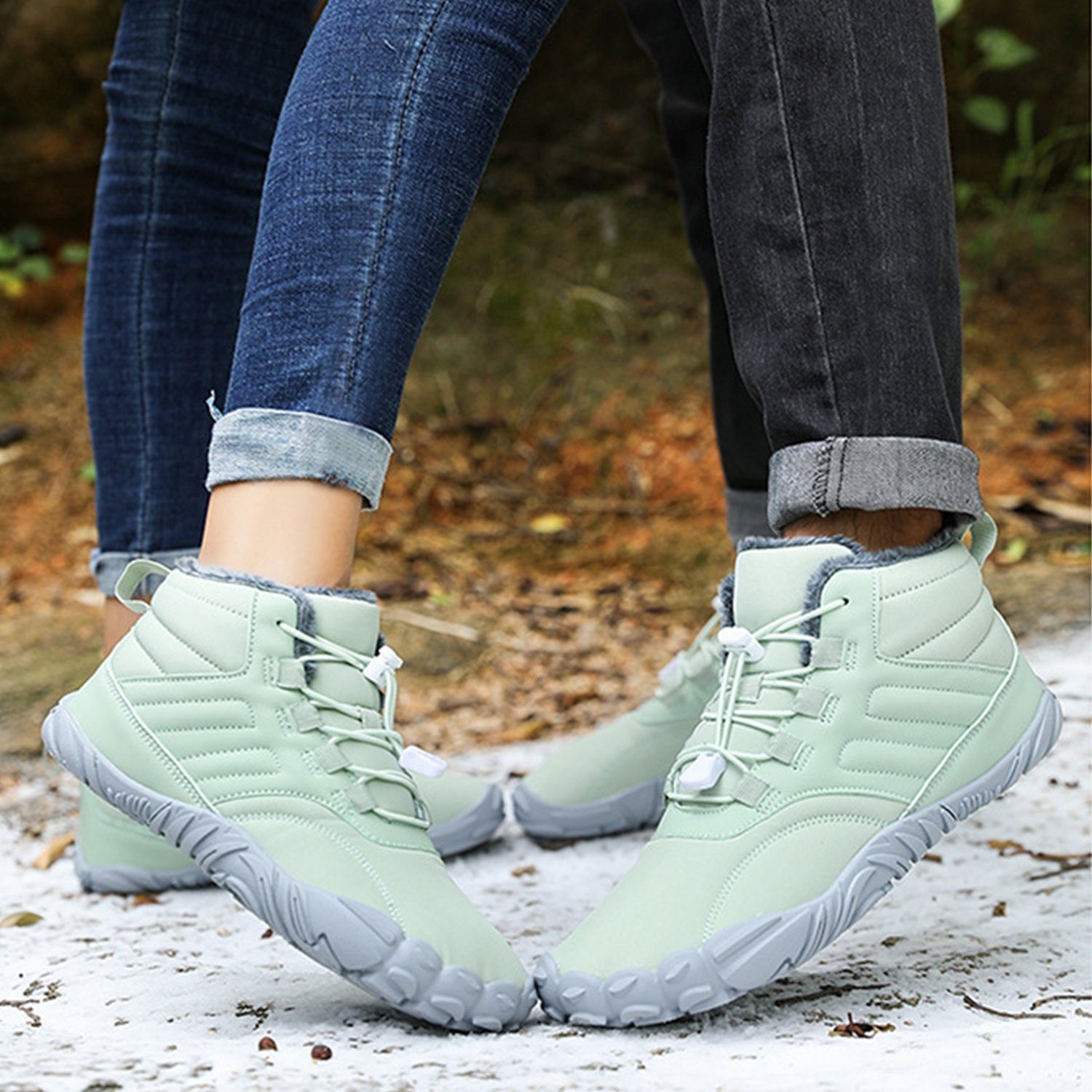Daisred Damen Herren Winter Warm Gefüttert Winterschuhe Barfußschuh