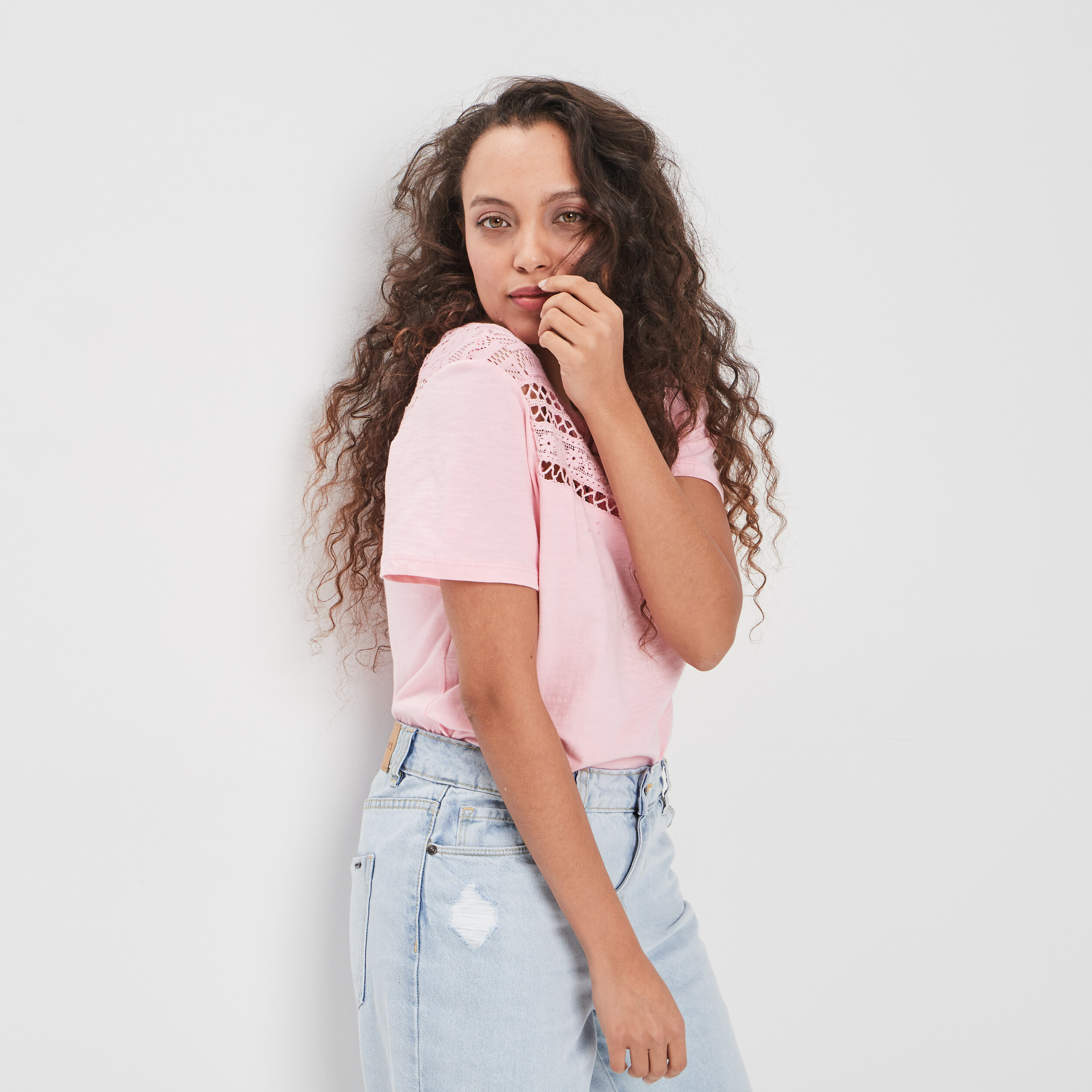 T-shirt manches courtes rose fluo femme | La Halle