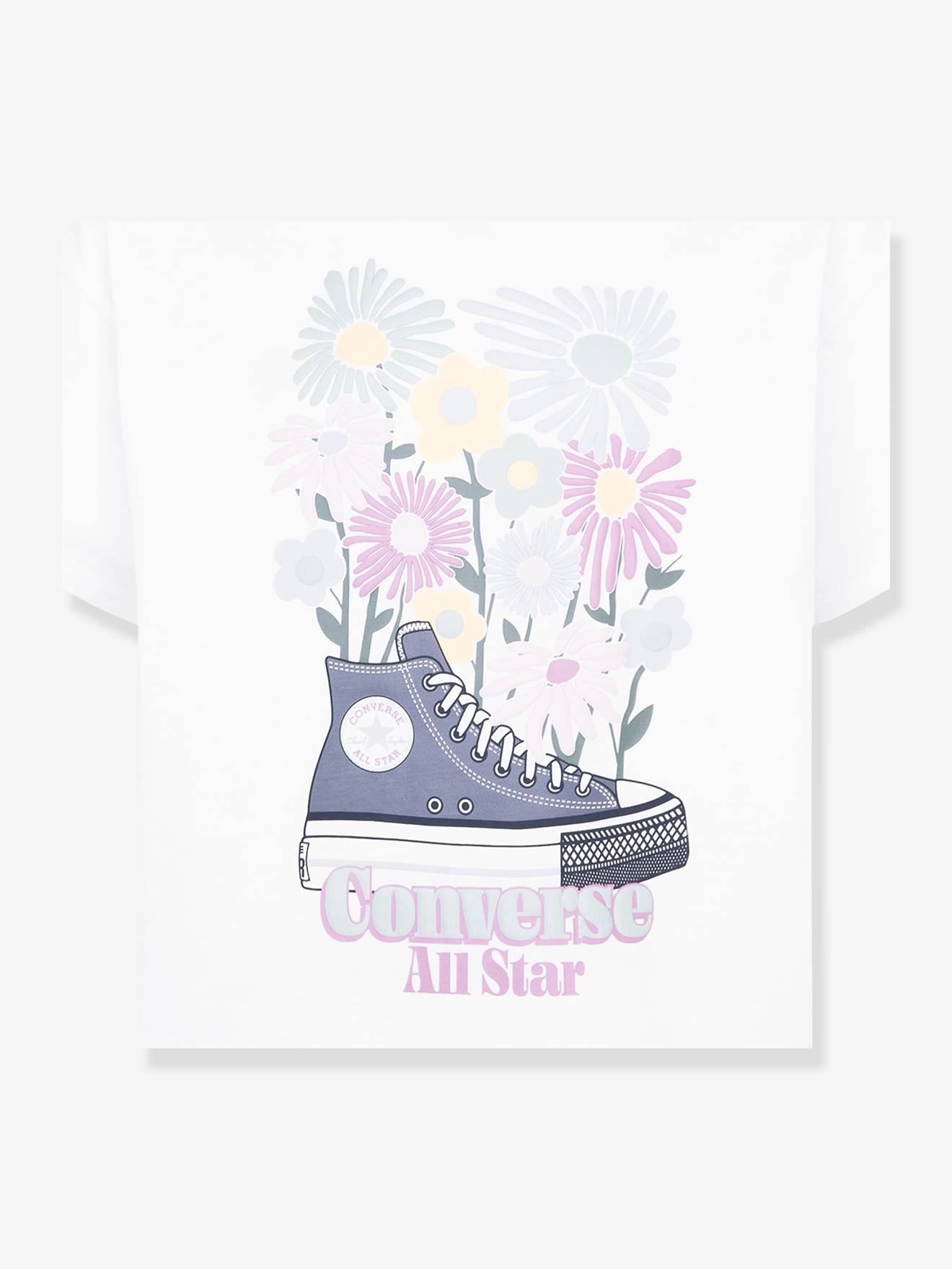 Converse Mädchen T-Shirt CONVERSE mit Sneaker-Print - wollweiß