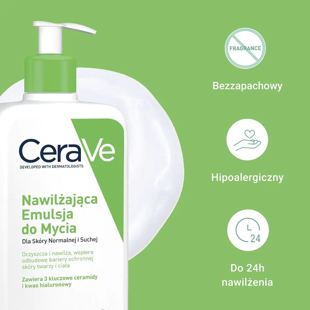 CeraVe drėkinamoji valomoji emulsija sausai ir normaliai odai, 473 ml