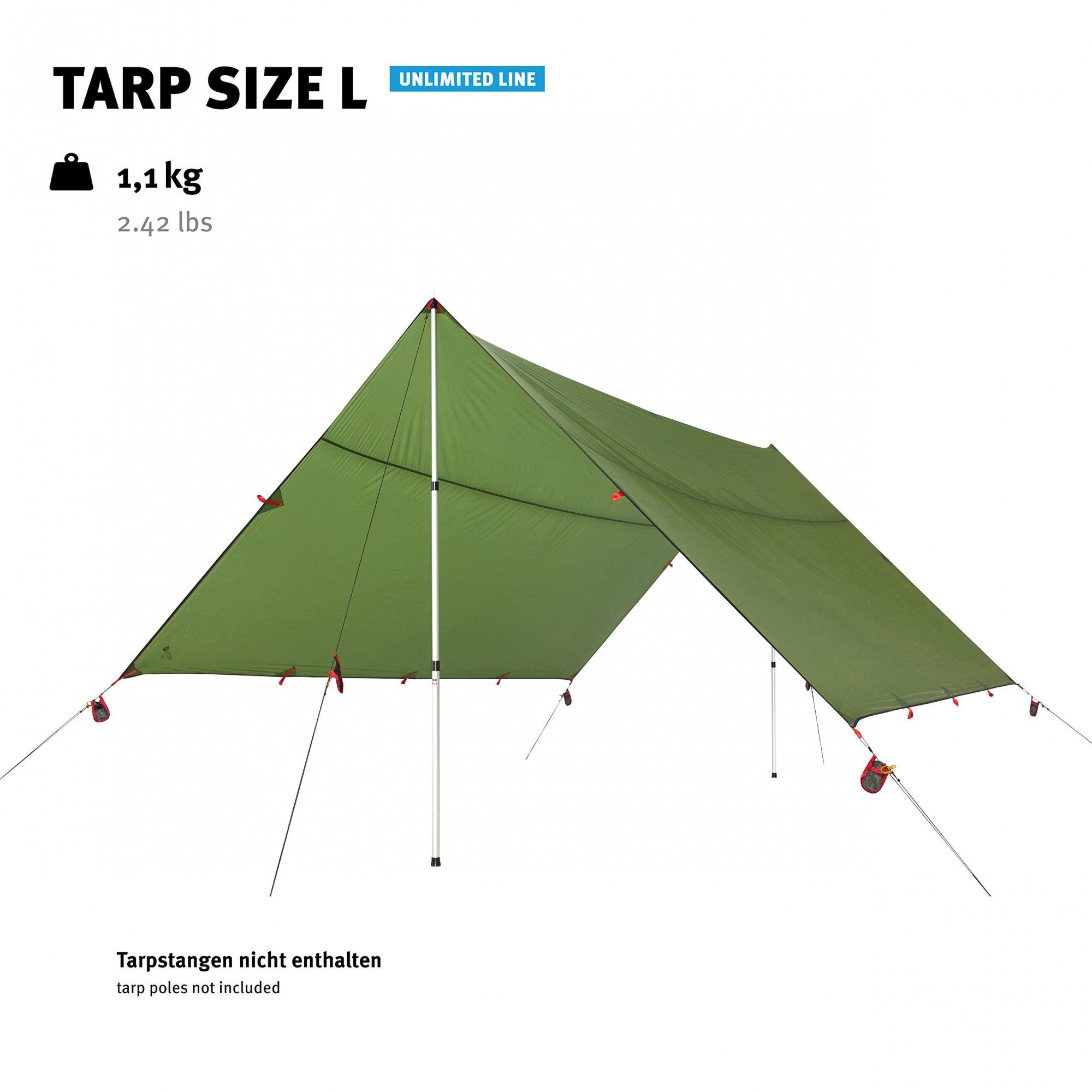 Wechsel Tents Tarp-Zelt Tarp L - Extrem reißfestes Zeltdach, 400 x 435 cm, Grün